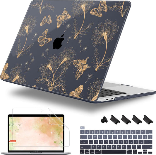 Case for MacBook Pro 13 inch with/Without Touch Bar (2016-2022, M2 A2338 M1 A2289 A2251 A2159 A1989 A1706 A1708), Hard Shell + Keyboard Cover + Dust Plug, Butterflies