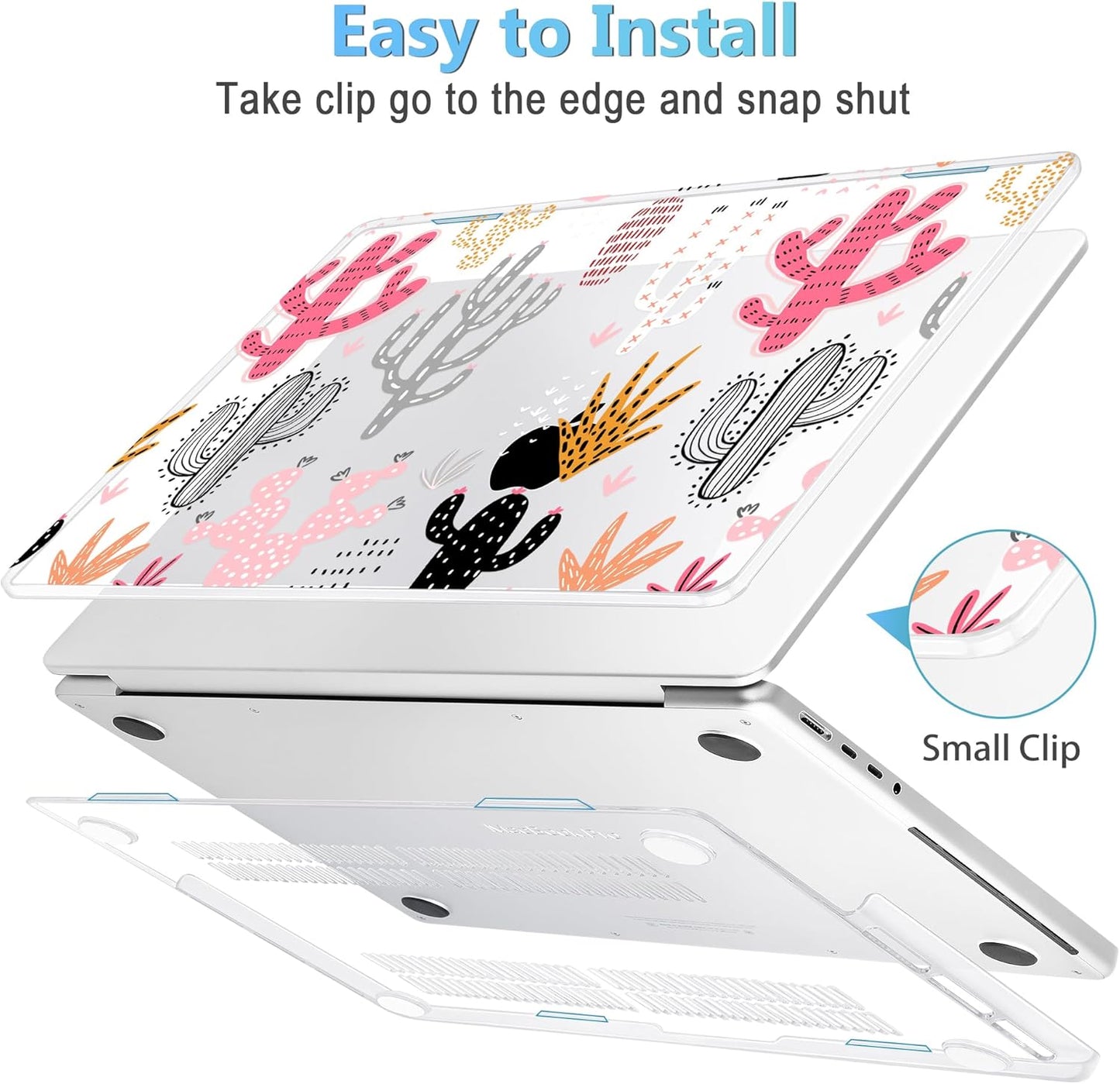 Mektron Case for MacBook Pro 16" M4 A3403 A3186 M3 A2991 M2 A2780 M1 A2485 (2021/2023/2024) Pro/Max with Touch ID, Hard Shell Plastic Laptop Cover Keyboard Cover Screen Protector, Colorful Cacti