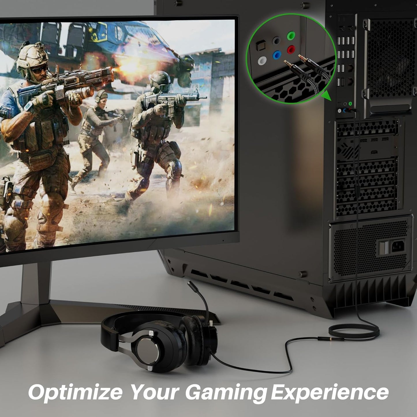 Headphone Splitter for Computer, 3.5mm Female to Dual 3.5mm Male Audio Splitter Cable, Stereo Jack Earphones Headset to PC Laptop Adapter, 1/8inch 2-in-1 Y Separator Aux Dongle Converters, 6FT