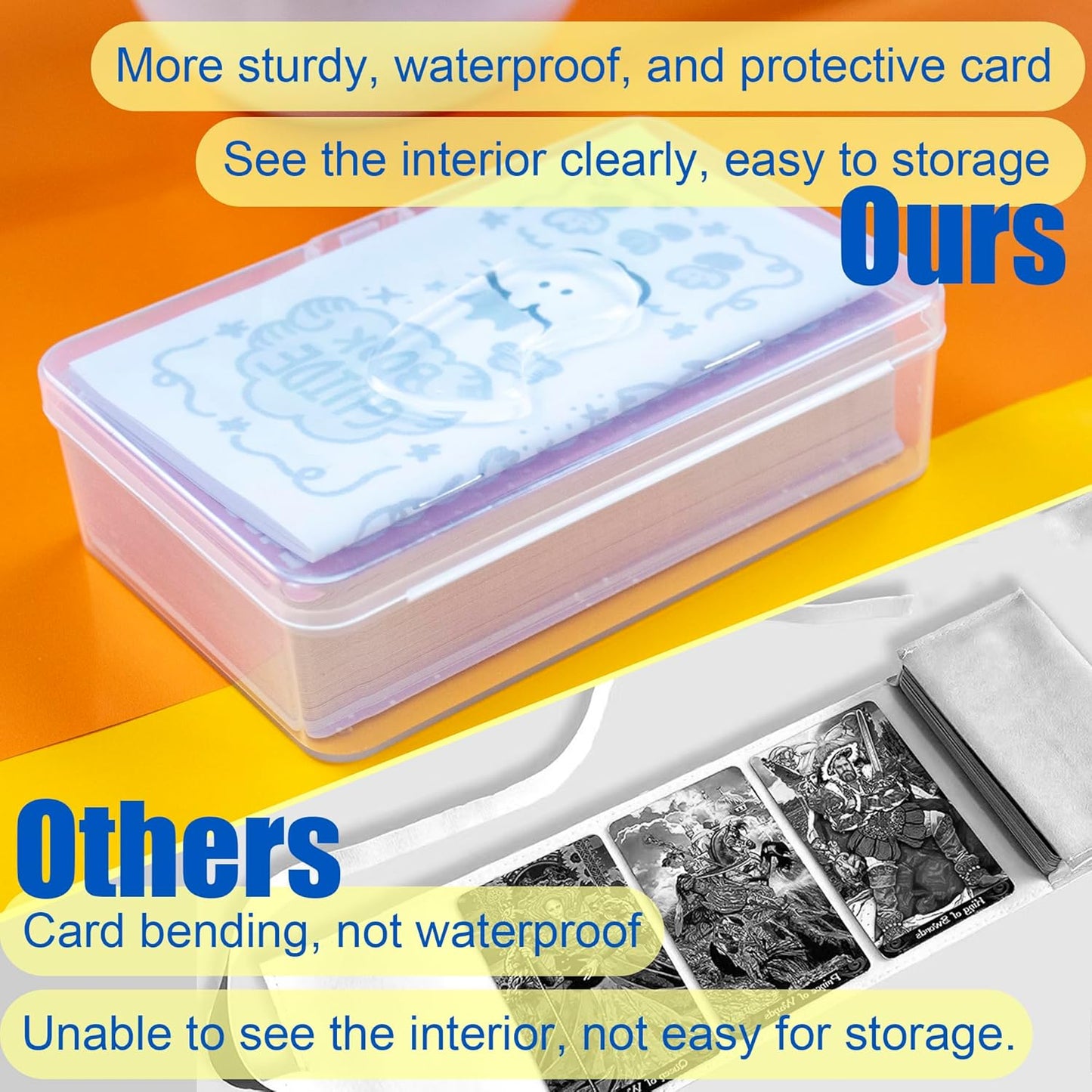 3 Pcs Tarot Card Case, Tarot Card Holder for 4 3/4"×2 3/4" Standard Tarot Cards, Plastic Clear Card Deck Box Storage, Playing Card Case for Large-sized Cards,5" ×3 1/4" ×1 3/8" (NO Cards)