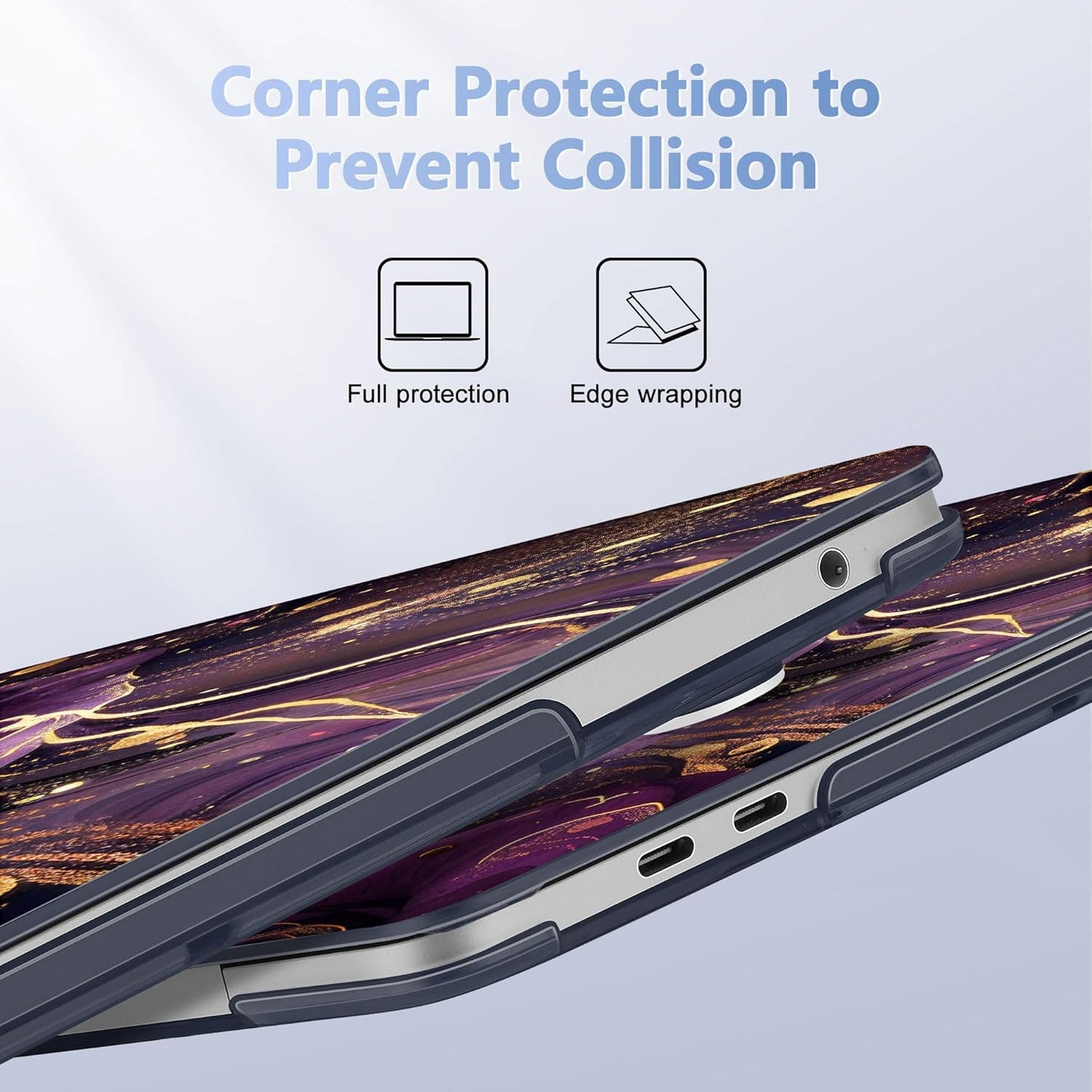 May Chen Case for MacBook Pro 13 inch M2 2023,2022,2021,2020 A2338 M1 A2251 A2289, Plastic Hard Shell Case for MacBook Pro 13" with Touch Bar Fits Touch ID, Purple Roses