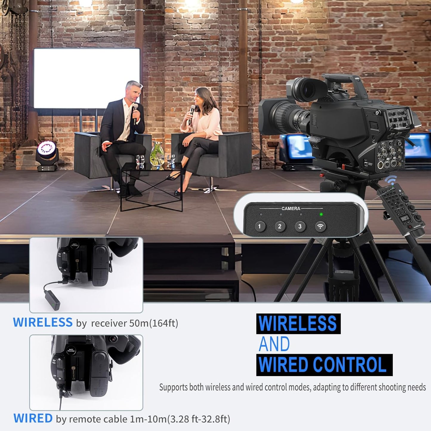 Wireless and Wired Remote Commander & Lanc Camera Zoom Controller for Sony – Focus, Iris, Zoom, ND Adjust, Daisy Chain – Replaces Sony RM-30BP – Compatible with HXR-NX5R, PXW-FS7,PXW-Z280, MCX-500