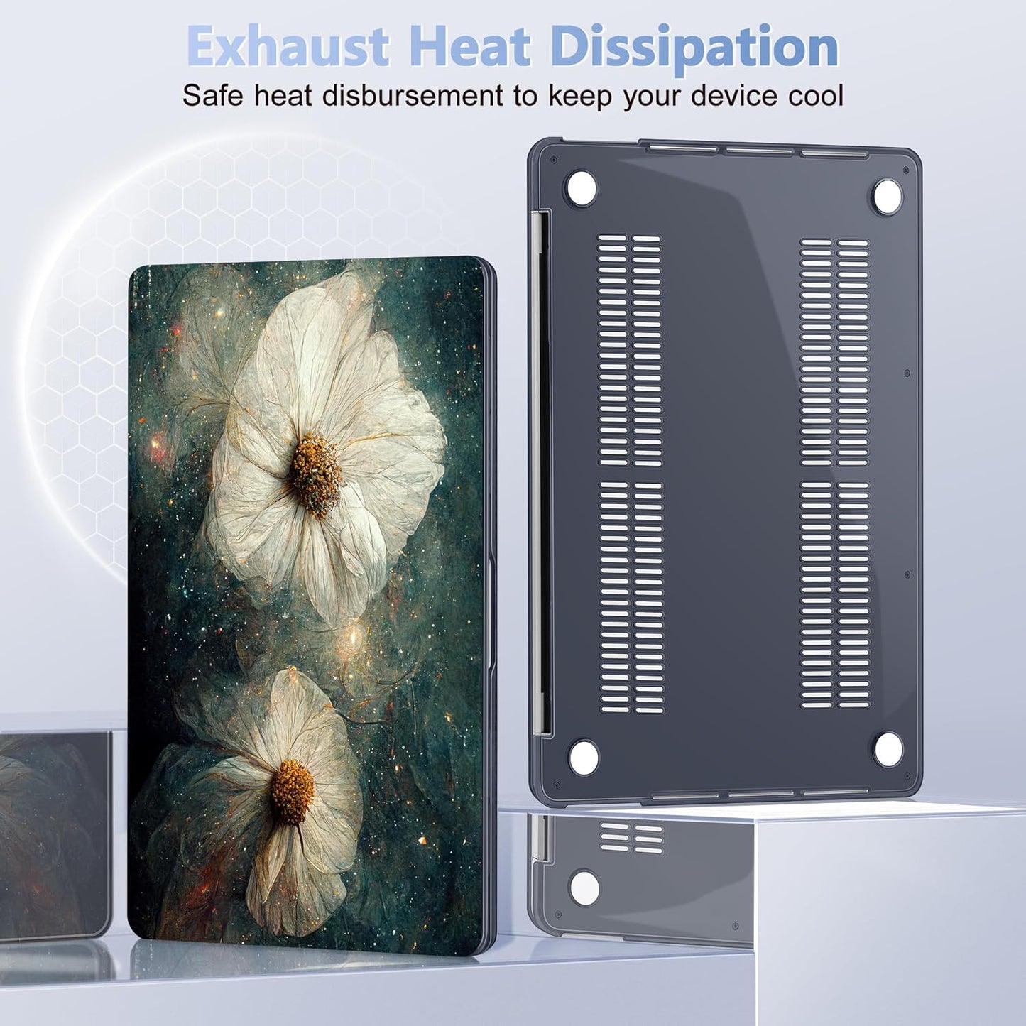 Case for MacBook Pro 13 inch with/Without Touch Bar (2016-2022, M2 A2338 M1 A2289 A2251 A2159 A1989 A1706 A1708), Hard Shell + Keyboard Cover + Dust Plug, Sky Flower