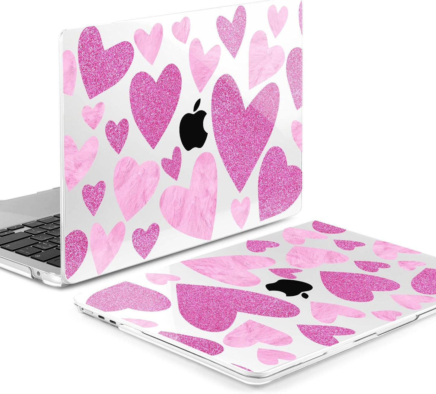 MEEgoodo for M4/M3/M2 MacBook Air 15.3 inch Case 2025 2024 2023, Case Fit Model (A3241/A3114/A2941) for MacBook Air 15 inch, Laptop Hard Shell with Keyboard Cover, Glitter Hearts