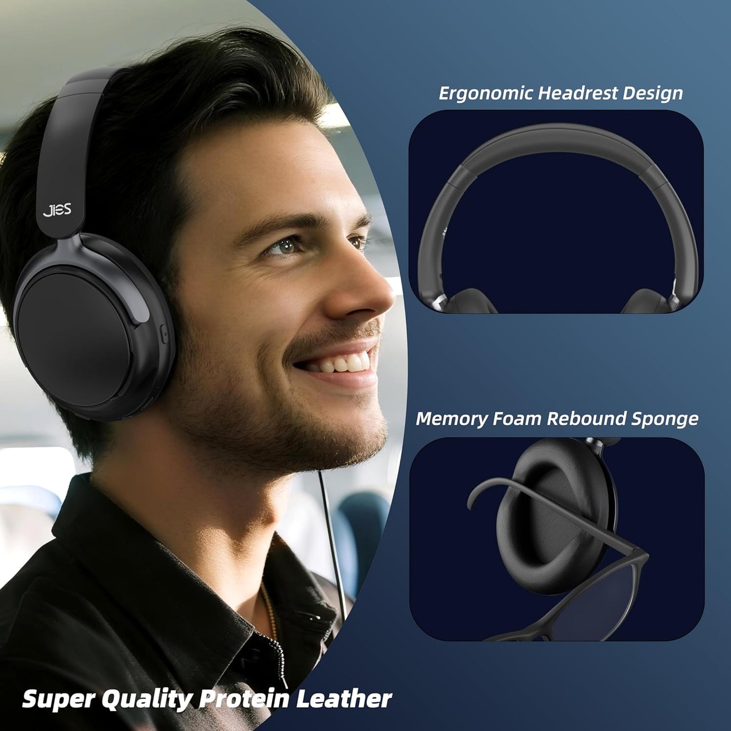 Active Noise Cancelling Headphones,Wireless Headphone with Transparent Mode,Hi-Res Audio,Deep Bass,160H Playtime,Foldable Storage Over Ear Bluetooth Headset for Daily Use/Gaming/Work/Travel-Beige