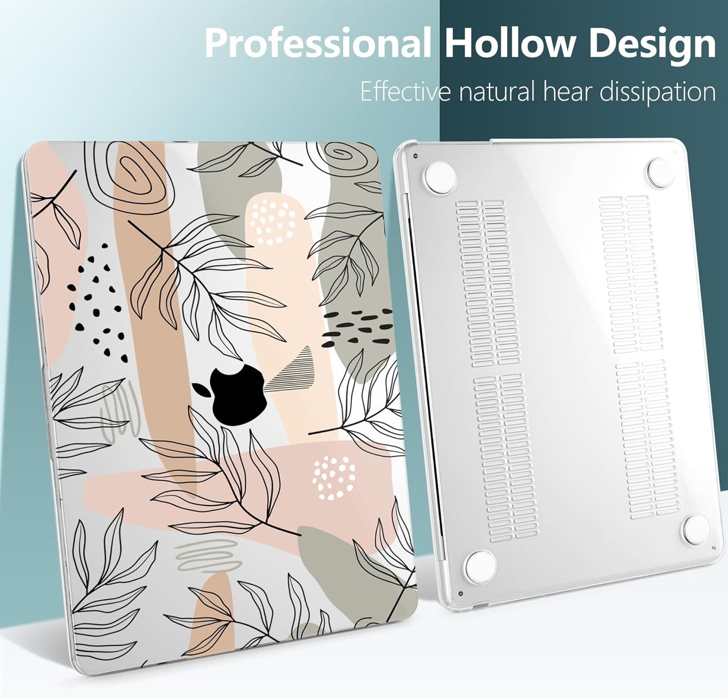 TWOLSKOO Compatible with M4 MacBook Air 15 inch Case 2025-2023 Released Model M4 A3241 M3 A3114 M2 A2941, Plastic Hard Shell & Screen Protector & Keyboard Cover & Trackpad Film, Tropical Leaves