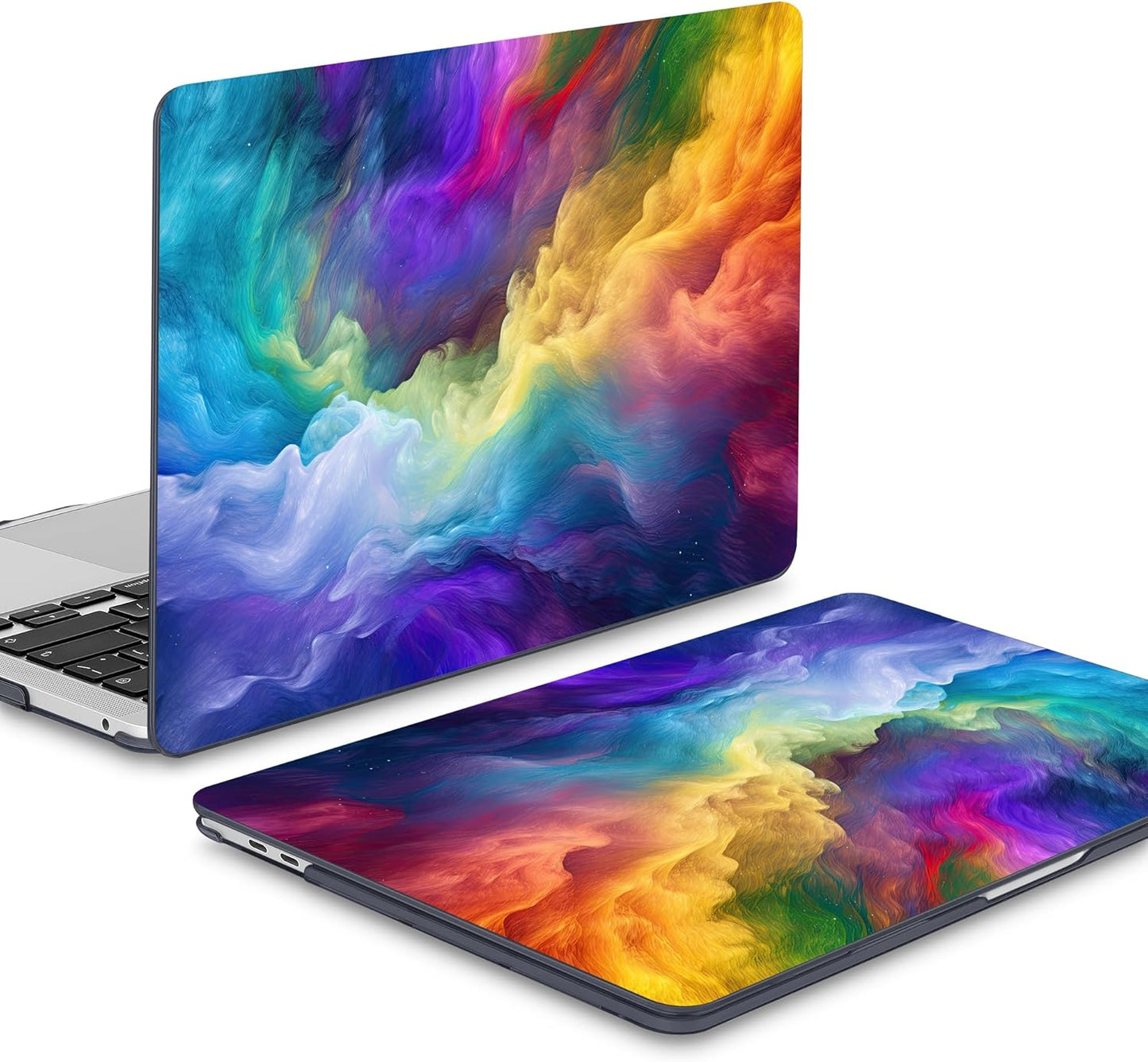 Mektron for MacBook Air 13 Case A1466/A1369 (2010-2017 Release), Snap-on Plastic Hard Shell Cover for MacBook Air 13.3 inch with Keyboard Cover, Rainbow Cosmic