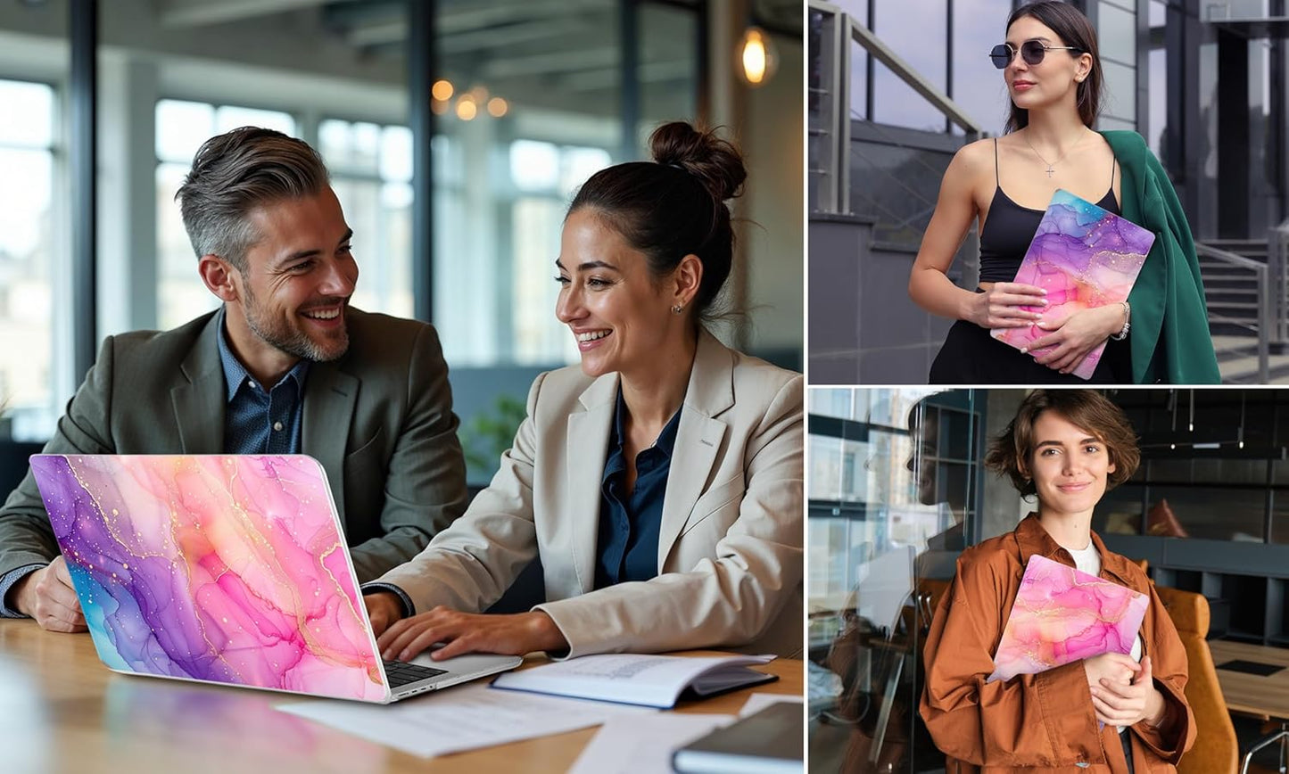 DONGKE for M4 MacBook Pro 16 Inch Case 2024 2023 2021 A3403 A3186 M3 A2991 M2 A2780 M1 A2485 Pro/Max Chip, Plastic Hard Shell Case & Keyboard Cover for Mac Pro 16 with Touch ID, Marble Ink