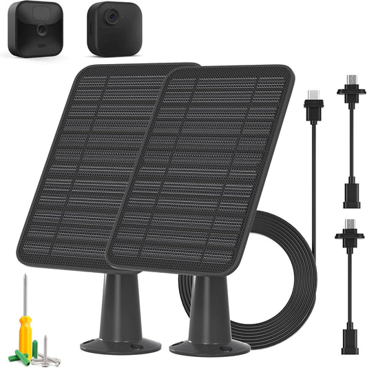 5W Solar Panel Compatible with Blink Outdoor 4(4th Gen)/Blink Outdoor(3rd Gen) XT3 & Blink XT2/XT Camera, Blink Solar Panel Charger with 13.1ft Cable Rubber Plug, IP65 Waterproof, Secure Mount, 2 Pack