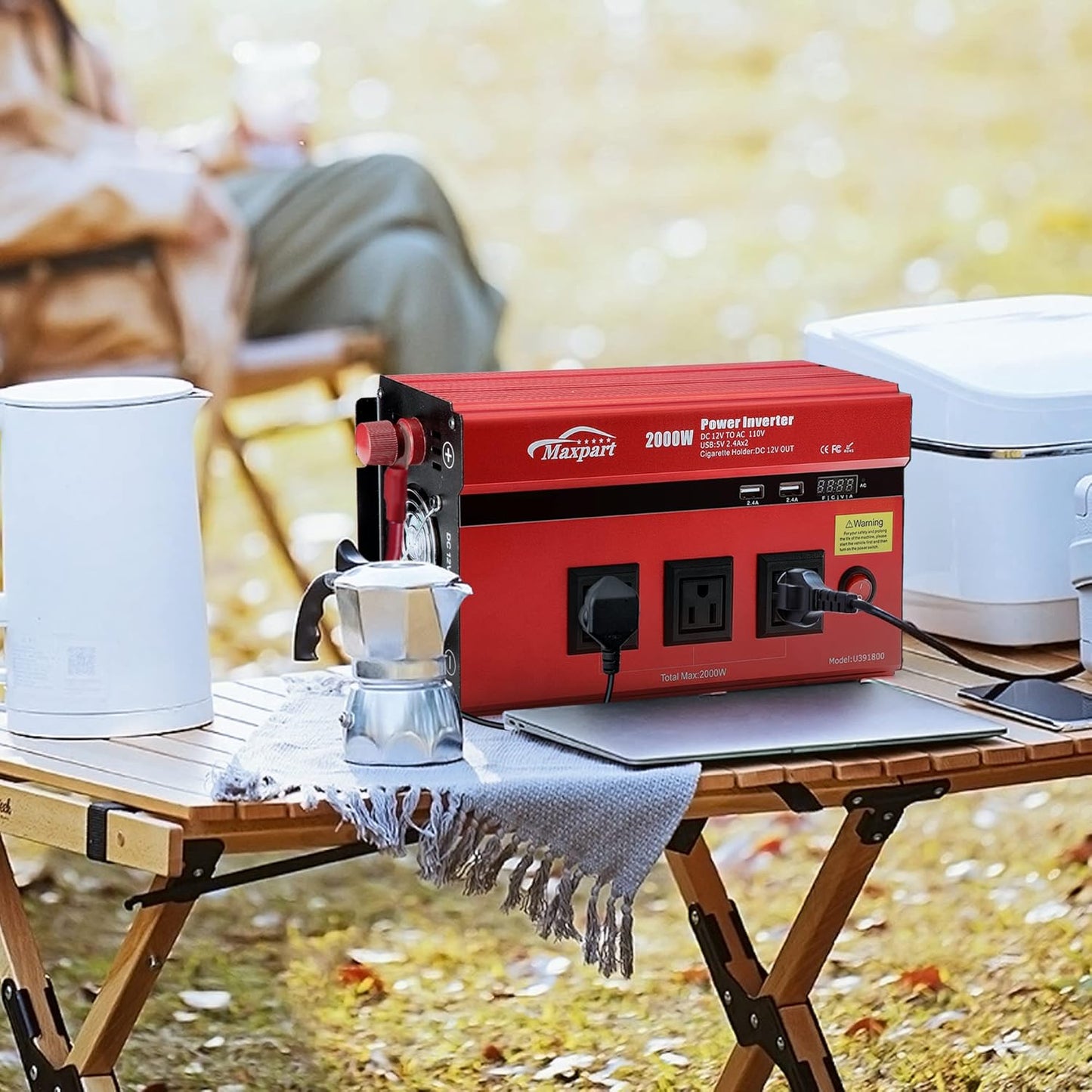 2000w 12v Car Power Inverters for Vehicles Truck with USB Charging Port,12v DC to 110v AC Inverter Converter with 3 AC Outlets