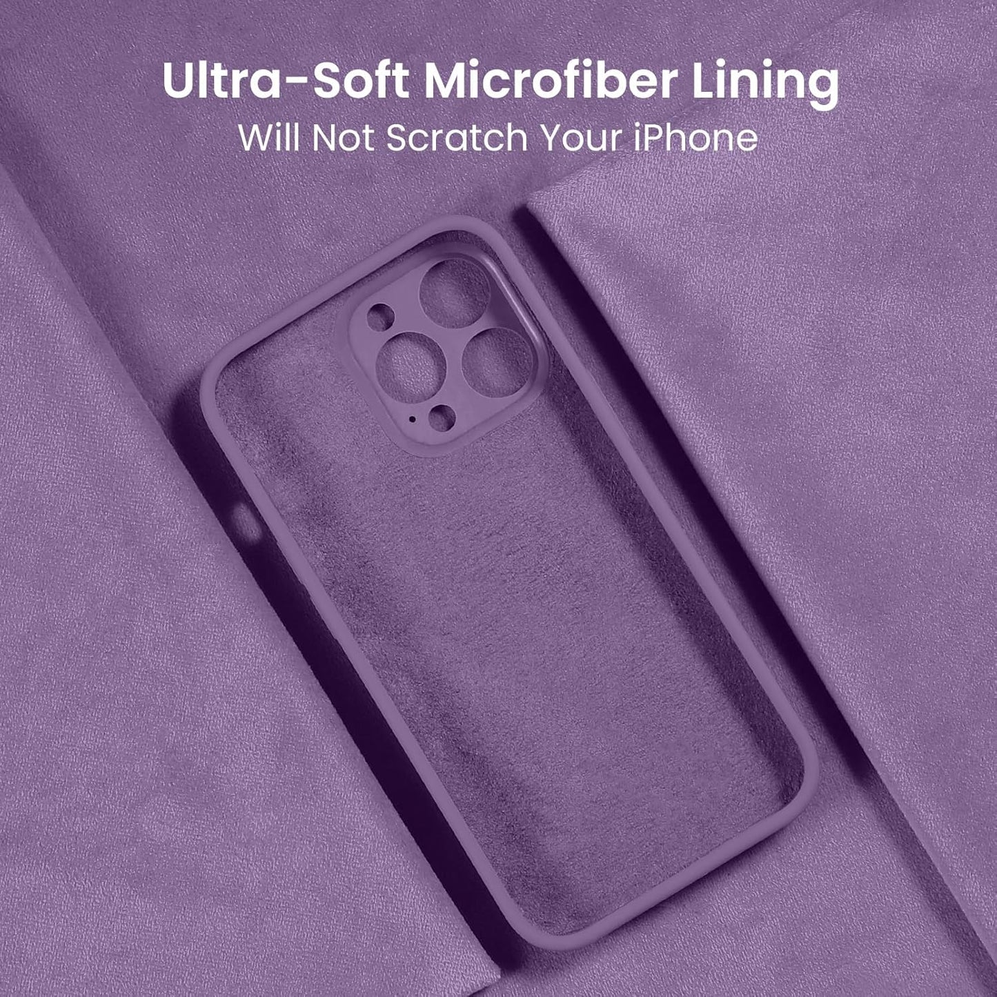 FireNova Designed for iPhone 13 Pro Max Case, Silicone [Camera Protection] Phone Case with [2 Screen Protectors], Soft Anti-Scratch Microfiber Lining Inside, 6.7 inch, Light Purple