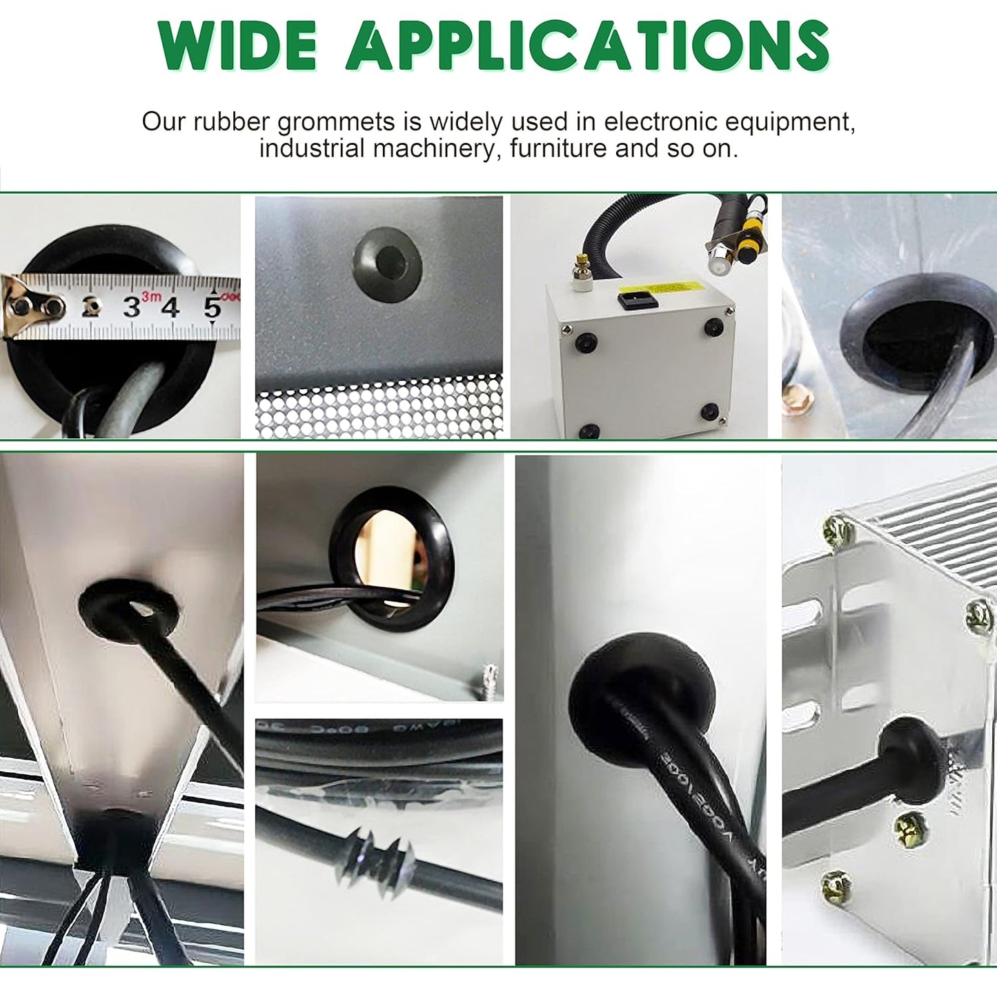 110 Pcs Rubber Grommets for Wiring - Rubber Grommet Assortment Kit 6 Sizes 5/16 3/8 1/2 5/8 7/8 1 Inch, Cable Hole Plug Firewall Automotive Wire Grommets Set for Sheet Metal, Hardware Repair