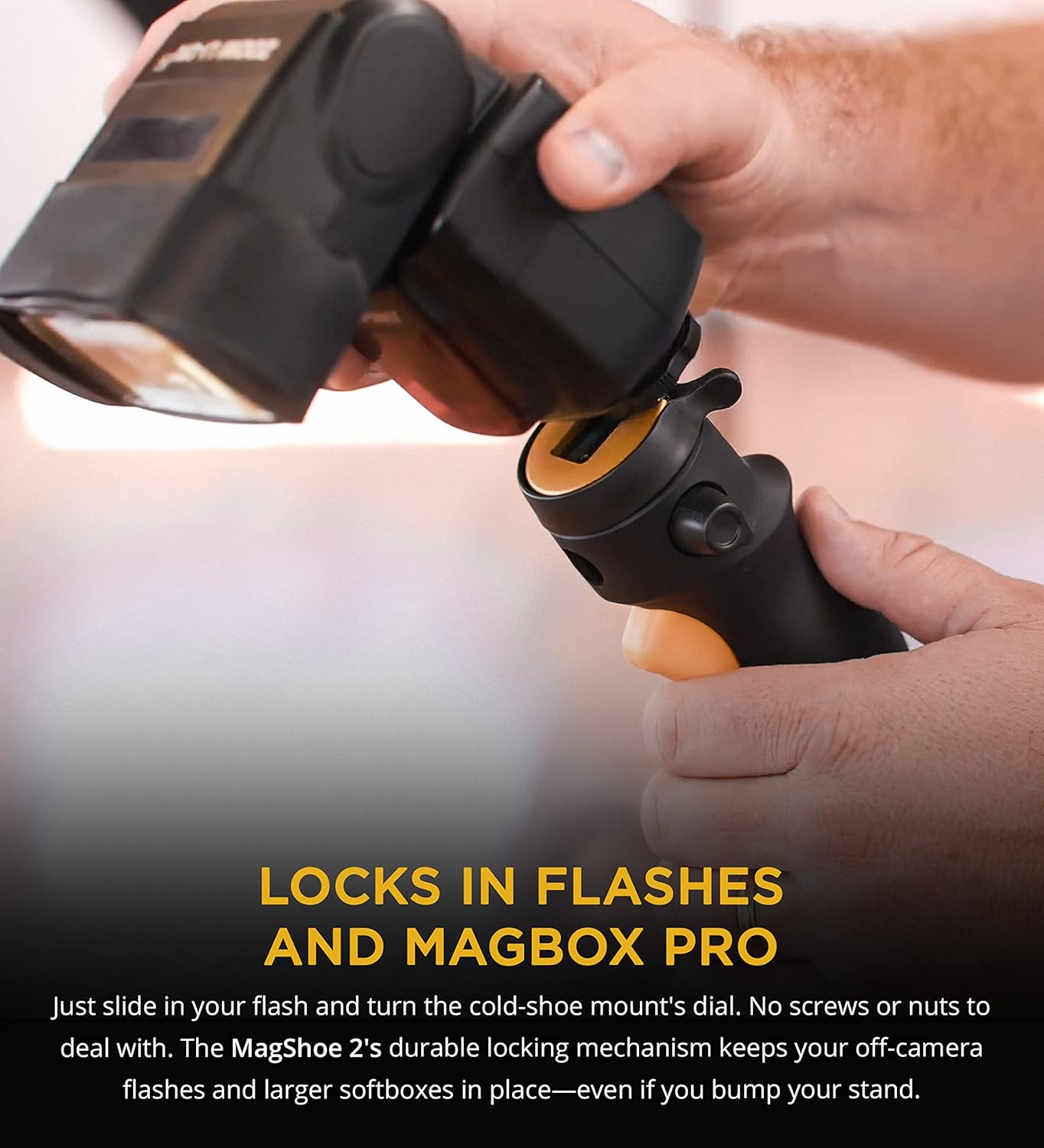 MagMod MagShoe v2 | Universal Cold Shoe Flash Mount for Off Camera Flash | LED Light Panels, Umbrella Modifiers, MagBox PRO 42" Octa Softbox, and MagBox PRO 36" Strip