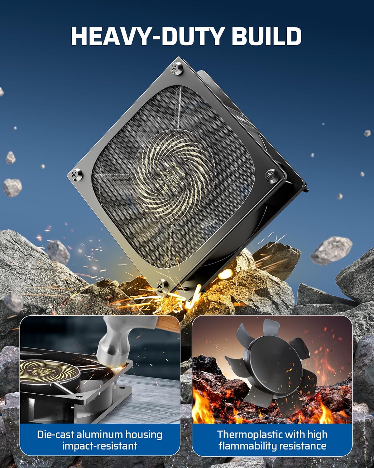 DEWENWILS Exhaust Fan 120V AC, Waterproof Ventilation Fan 30 Mesh Metal Filter, 120mm x 38mm, Dustproof DIY Cooling Fans for Reptile Pet Enclosures Cabinet, 2850RPM 90CFM CE UL Listed, 2 Pack