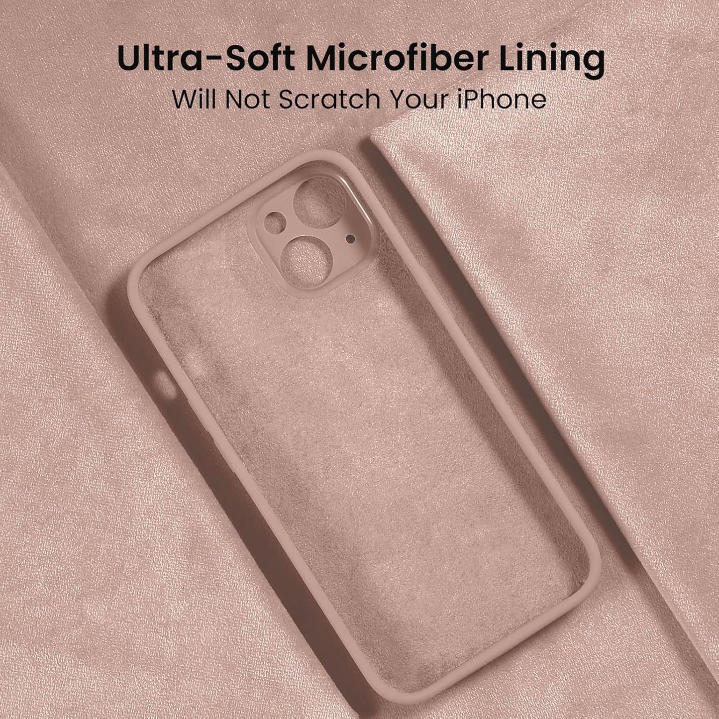 FireNova Designed for iPhone 14 Case, Silicone Upgraded [Camera Protection] Phone Case with [2 Screen Protectors], Soft Anti-Scratch Microfiber Lining Inside, 6.1 inch, Pinksand