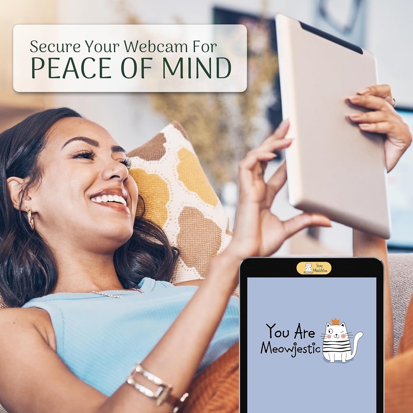 MESMOS Webcam Cover Slide, Cat Lovers Gifts for Women, Cat Lover Themed Thing, Mom Gifts for Women, Laptop Camera Cover Slide Cute (Large)