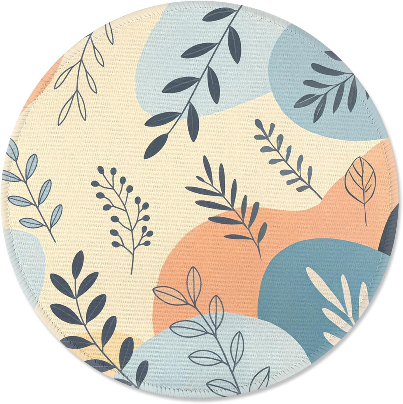 ITNRSIIET Mouse Pad Non-Slip Rubber Base Smooth Surface Stitched Edges Waterproof Durable Compatible with All Mice for Office & Gaming, Desk Accessory, Diameter 8.7 inch, VividFoliage