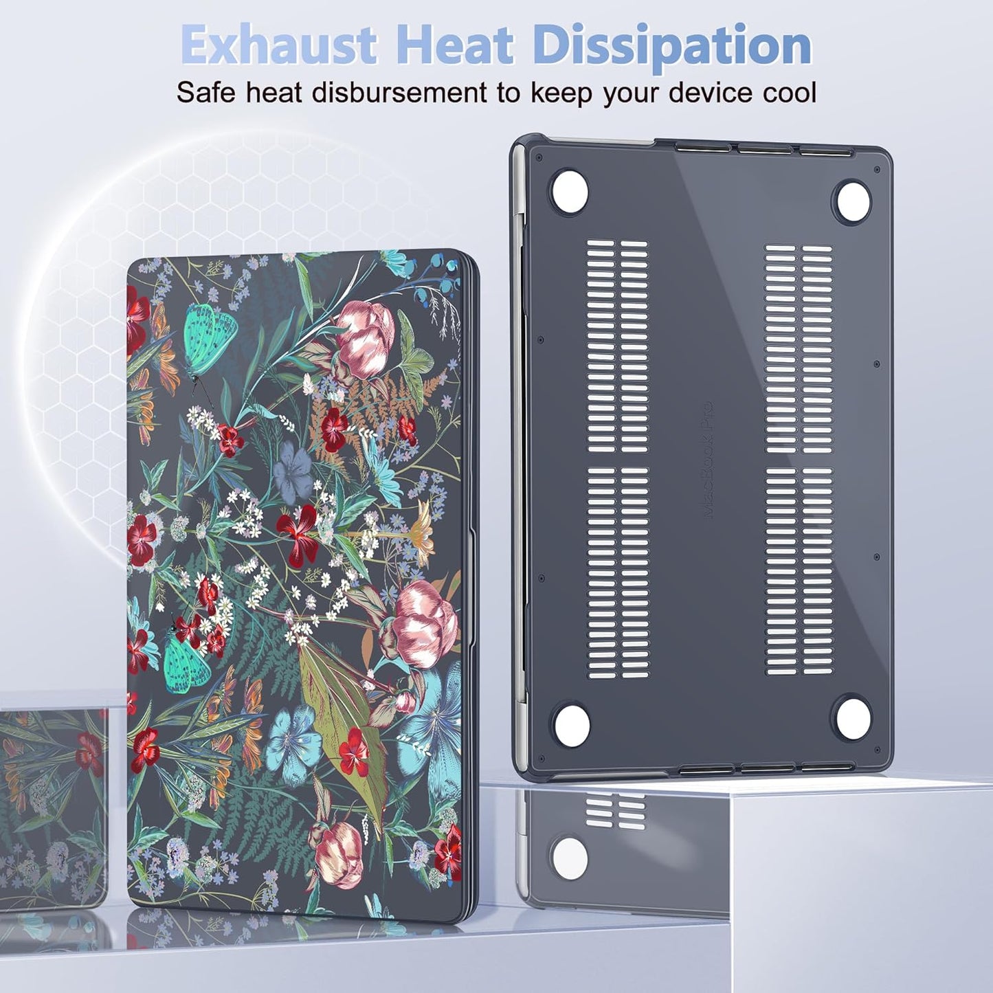 for MacBook Pro 16 inch Case 2021 2022 2023 2024 Release A3186 A3403 M4 A2991 M3 A2780 M2 A2485 M1 Pro/Max, Hard Shell Case with Screen Protector & Keyboard Cover, Flowers & Herbs