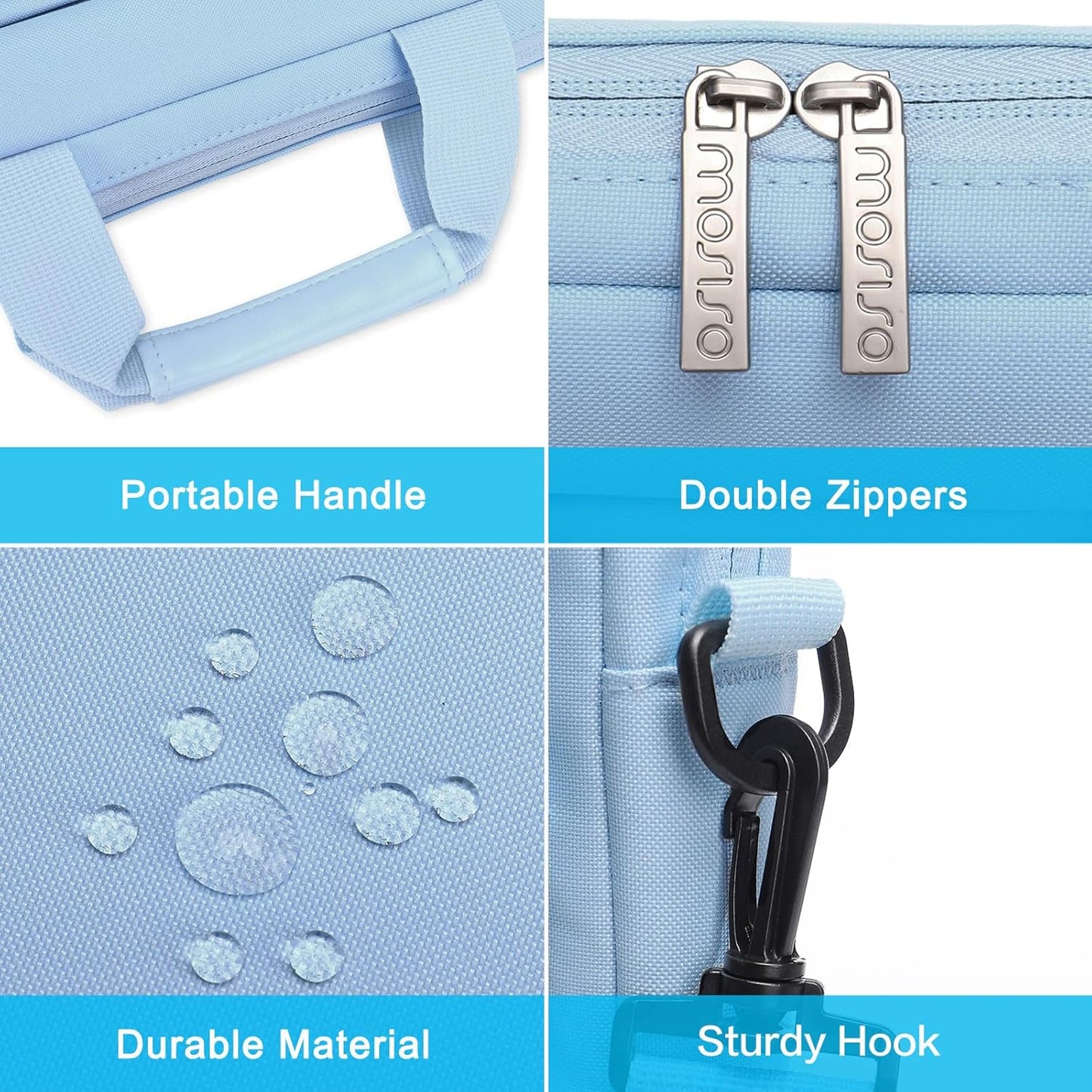 MOSISO Laptop Shoulder Bag, Computer Bag with 2 Raised&1 Flapover&1 Horizontal Pocket&Handle&Belt