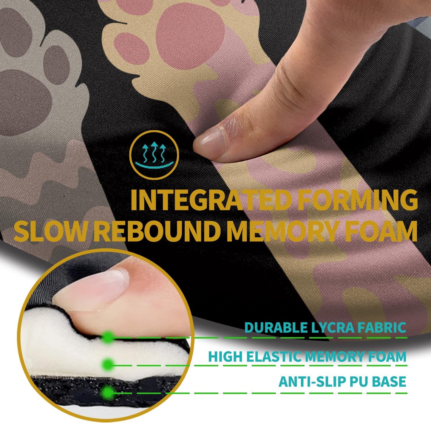 Hokafenle Ergonomic Mouse Pad Wrist Support with Stepped-Wedge Design, Wrist Rest Pain Relief Mousepad Filled with Memory Foam, Carpal Tunnel Mousepad for Wireless Mouse(12x8 inch, Paw)