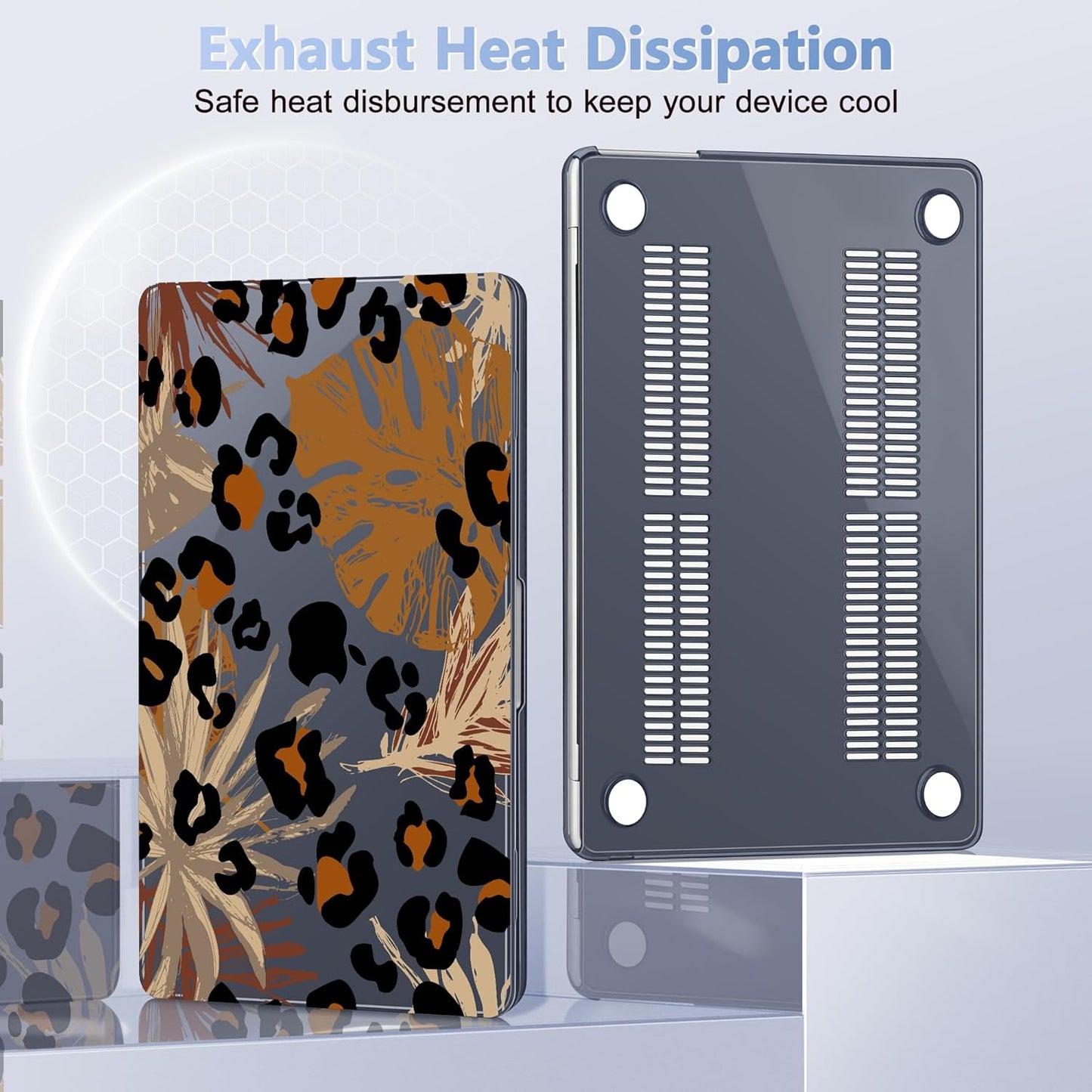 Case for MacBook Air 15 Inch 2025 2024 2023 Release M4 A3241 M3 A3114 M2 A2941, Hard Shell with Screen Protector & Keyboard Cover, Compatible with Touch ID - Palm Leaf