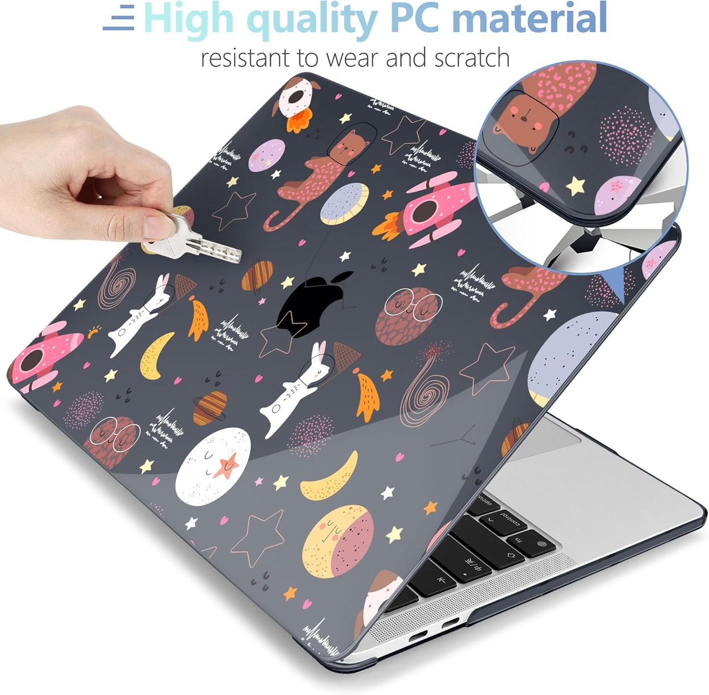 MEEgoodo Case for MacBook Pro 13 inch Case 2022 2021 2020 New A2338 M2/M1 A2251 A2289, Laptop Hard Shell with Keyboard & Camera Cover Compatible with 13 inch MacBook Pro, Space & Planet