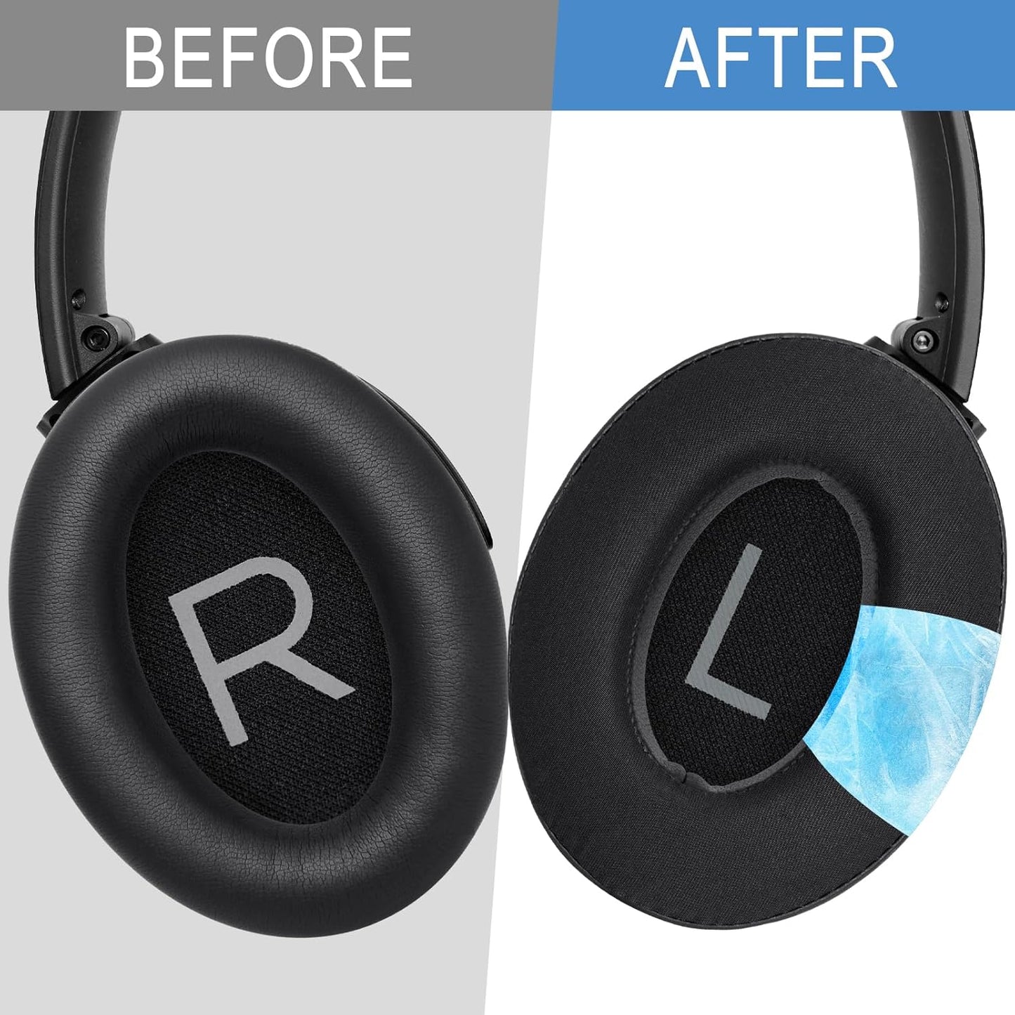 GEVO Cooling Gel Earpads Replacement for Bose QC45,Ear Pads Cushions for Bose QuietComfort 45 Headphones with Protein Leather Noise Isolation Memory Foam,Black