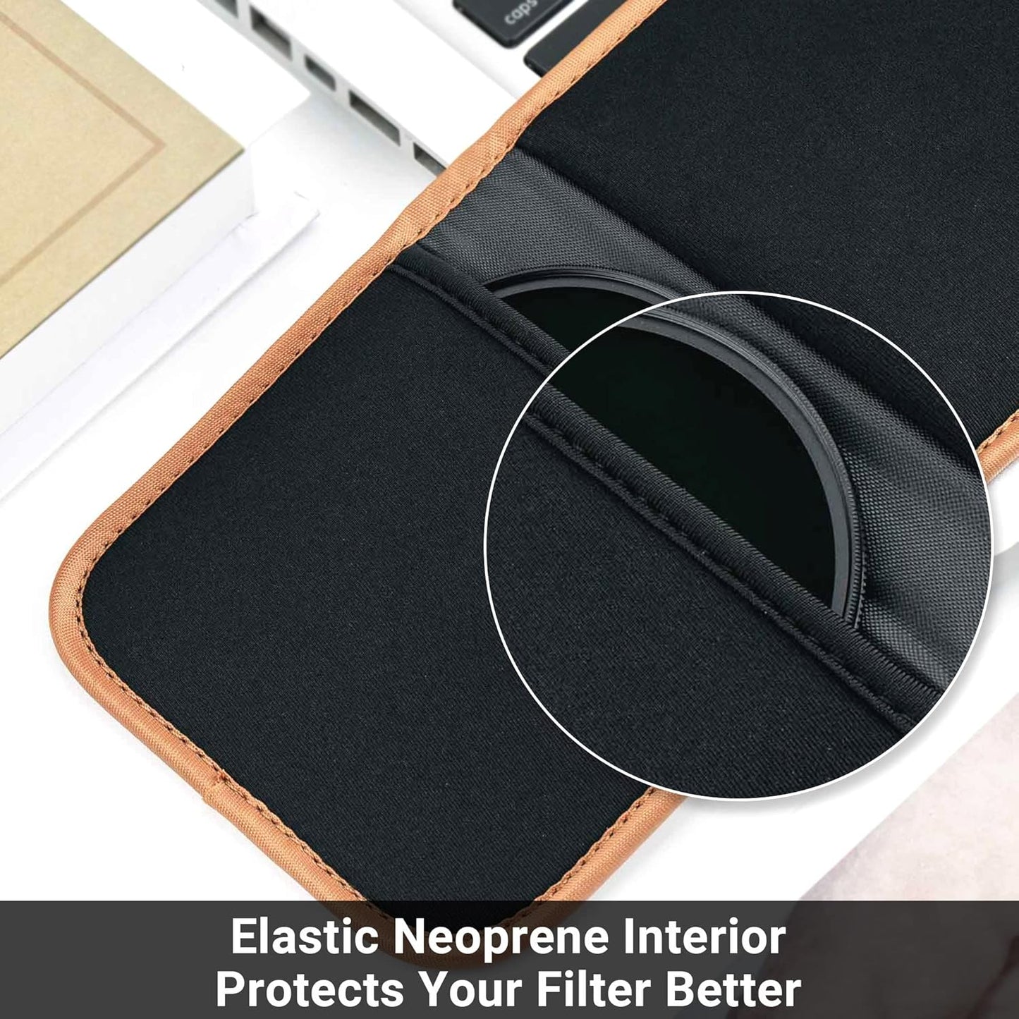 PROfezzion 3-Pocket Foldout Filter Pouch for 82mm Camera Lens Round Filter, Shock Resistant & Anti Scratch Photography Filter Case, Filter Carry Case with Microfiber Cleaning Cloth