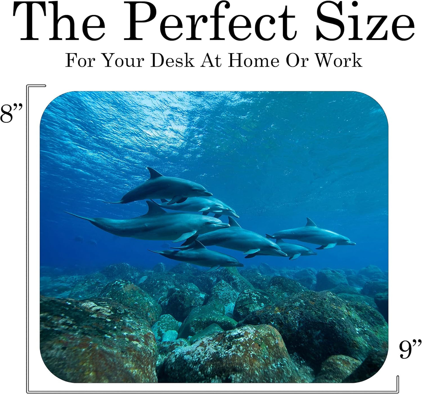 Coastal Shoreline Waves Sandy Beach Theme Mouse Pad Mat Mousepad for Desk Computer Laptop PC Gaming Home or Office Gift (Dolphin Underwater MP20)