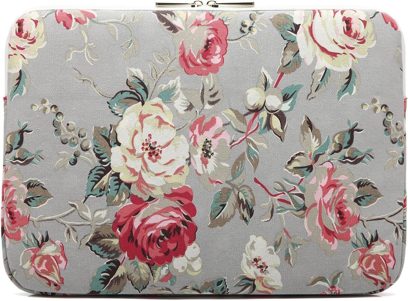 Canvaslove Grey Rose Laptop Sleeve Case Bag with Pocket for MacBook Air 13 inch,iPad Pro 13 inch and 13.3 inch-13.5 inch Laptops