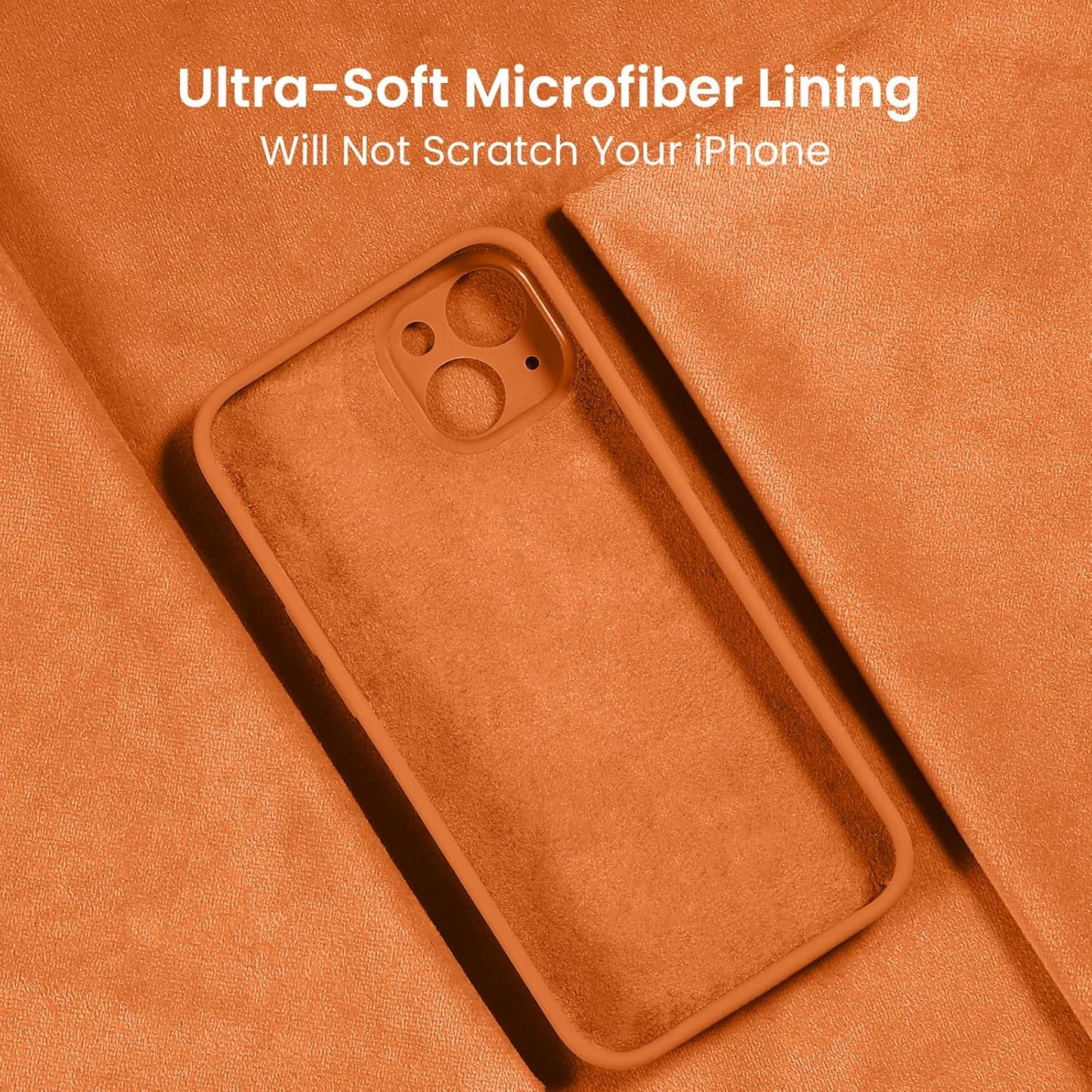 FireNova Designed for iPhone 15 Plus Case, Silicone [Camera Protection] Case with [2 Screen Protectors], Soft Anti-Scratch Microfiber Lining Inside, 6.7 inch, Kumquat