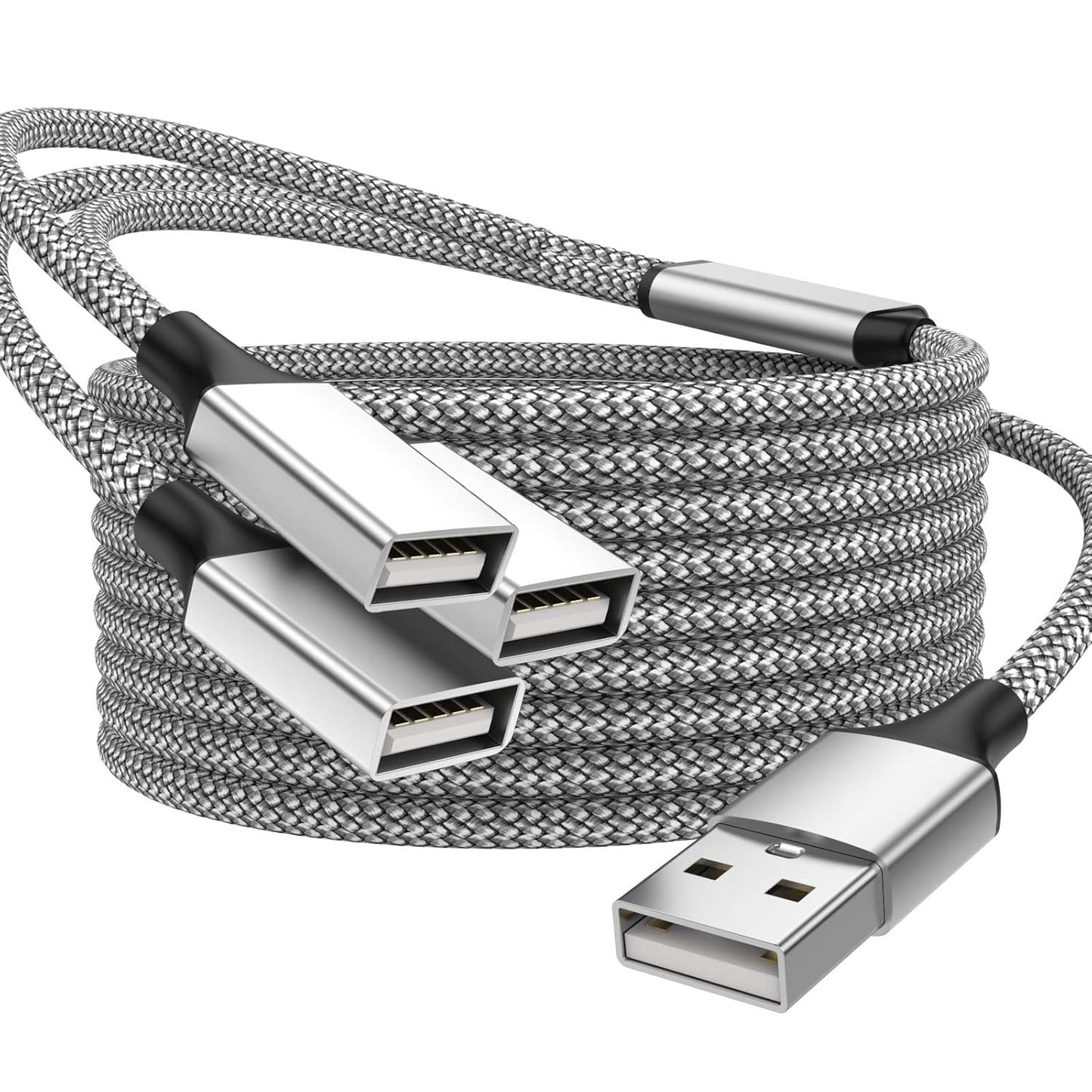 3.3FT USB A Male to 3 Female Extension Cable, USB Splitter 1 in 3 Out Support Charging and Data Transfer for Printer/Keyboard/Flash Drive/PlayStation/Laptop/LED Etc(Silver)