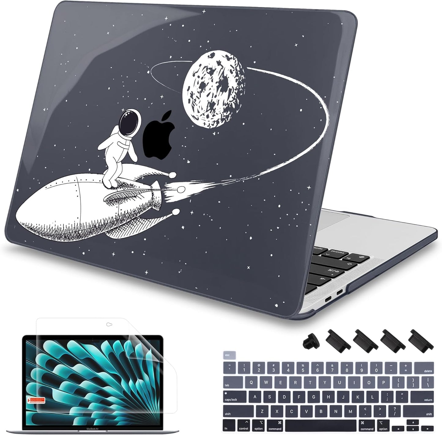Mektron Case for MacBook Pro 16 Inch A2141 Cover 2019 Release 16" with Liquid Retina Display/Touch ID, Plastic Hard Shell with Keyboard Skin & Screen Protector & Dust Plug, Spaceman