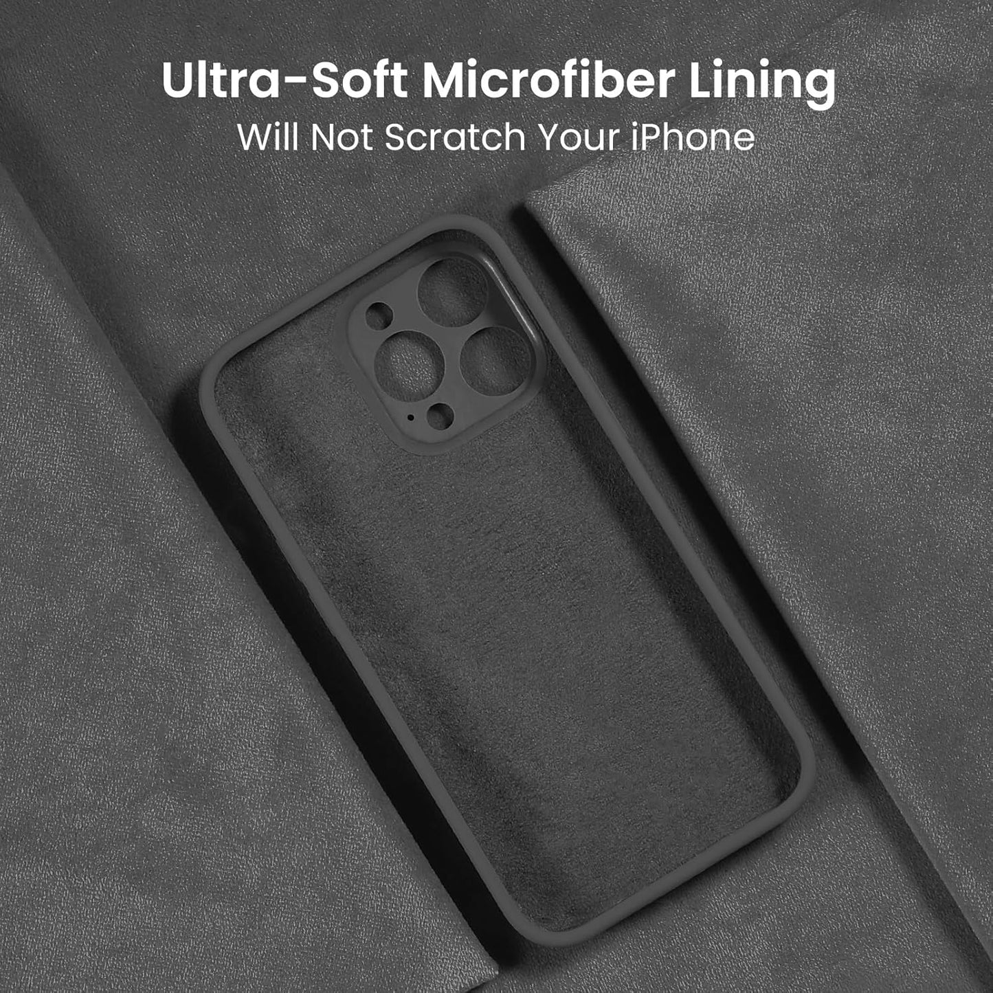 FireNova Designed for iPhone 15 Pro Max Case, Silicone Upgraded [Camera Protection] Phone Case with [2 Screen Protectors], Soft Anti-Scratch Microfiber Lining Inside, 6.7 inch, Space Gray