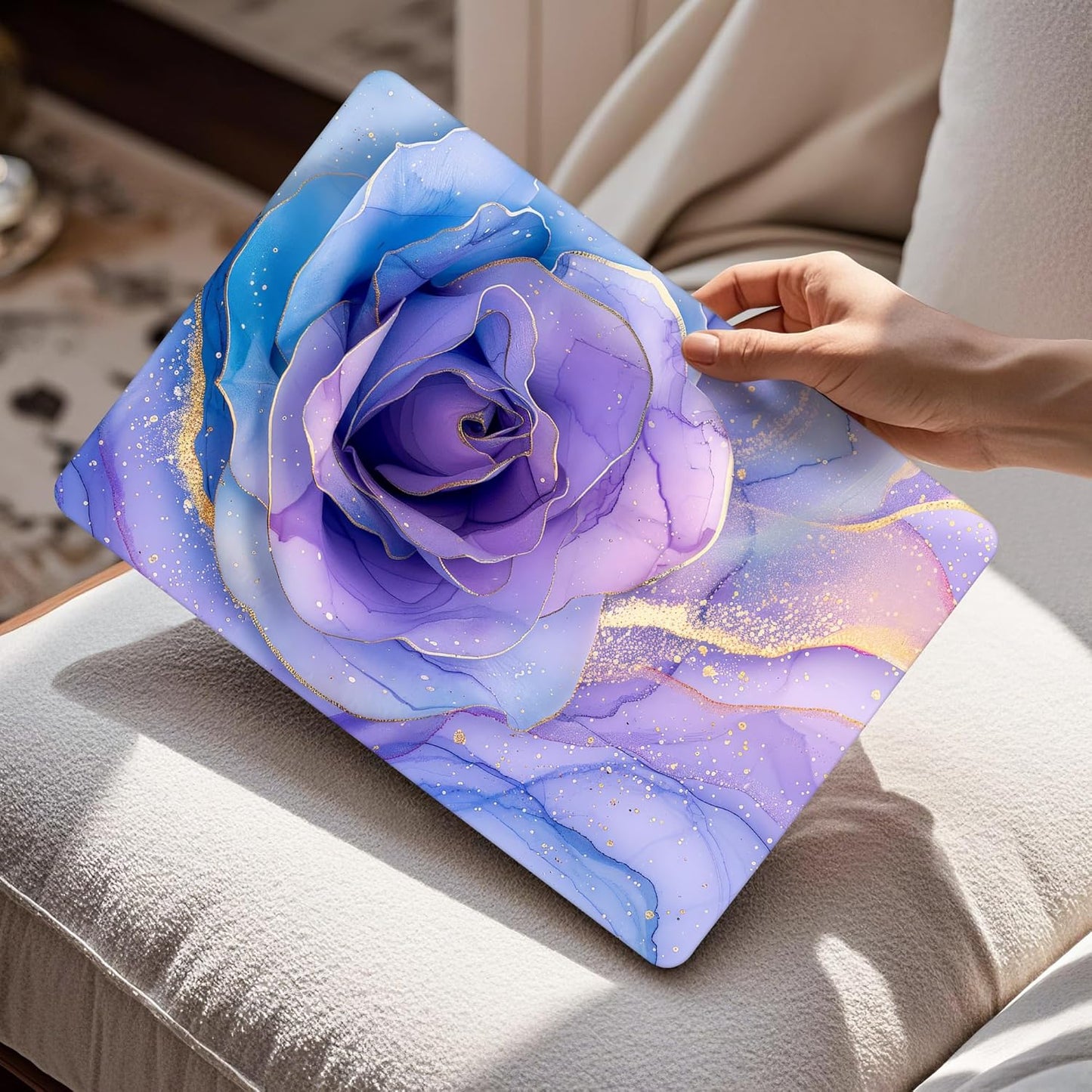 Mektron Compatible with M4 MacBook Air 15 inch Case 2025 A3241 2024 2023 M3 A3114 A2941 M2 Liquid Retina Display Touch ID, Plastic Hard Case & Keyboard Skin & Screen Protector - Rose Marble