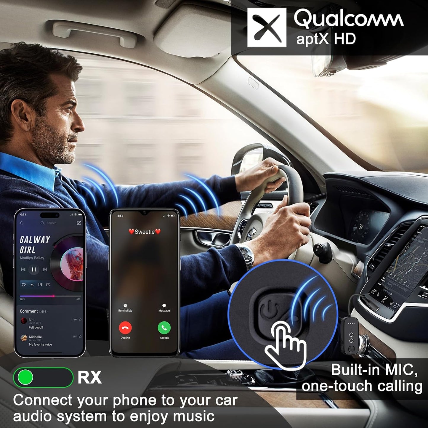 Bluetooth Transmitter Receiver with Airplane Adapter: Wireless Audio Transmitter for 2 AirPods/Headphones - 20+ Hr Battery Works USB Charging with 3.5mm Jack AUX for Flight,Gym,Car,TV,Tablet,Travel