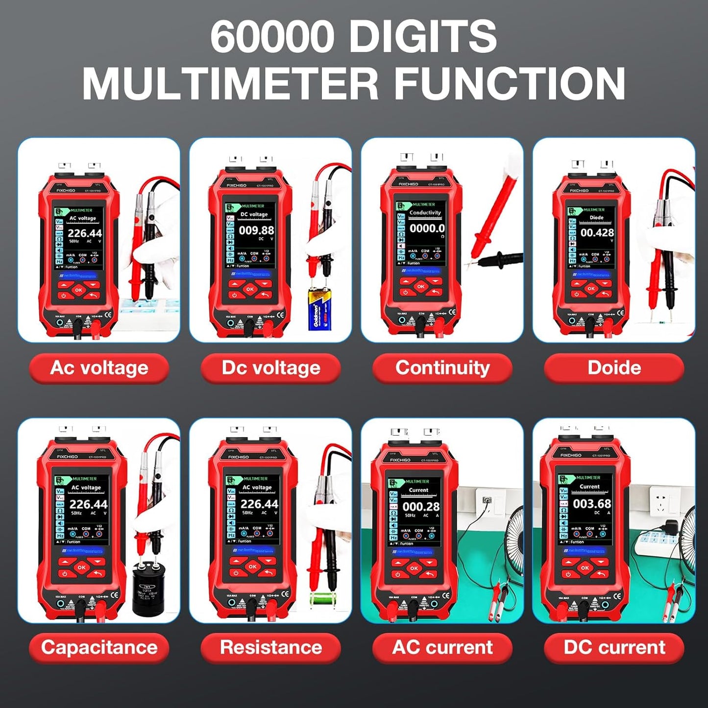 11 In 1 Network Cable Tester with 60000 Digit Multimeter 7 Wavelengths OPM 10Km/10mW VFL 600M Measurable Length 100 Records Tool Kit for CAT5 CAT6 Telephone Ethernet RJ11 RJ45 PoE Wire Tracer NCV, Red
