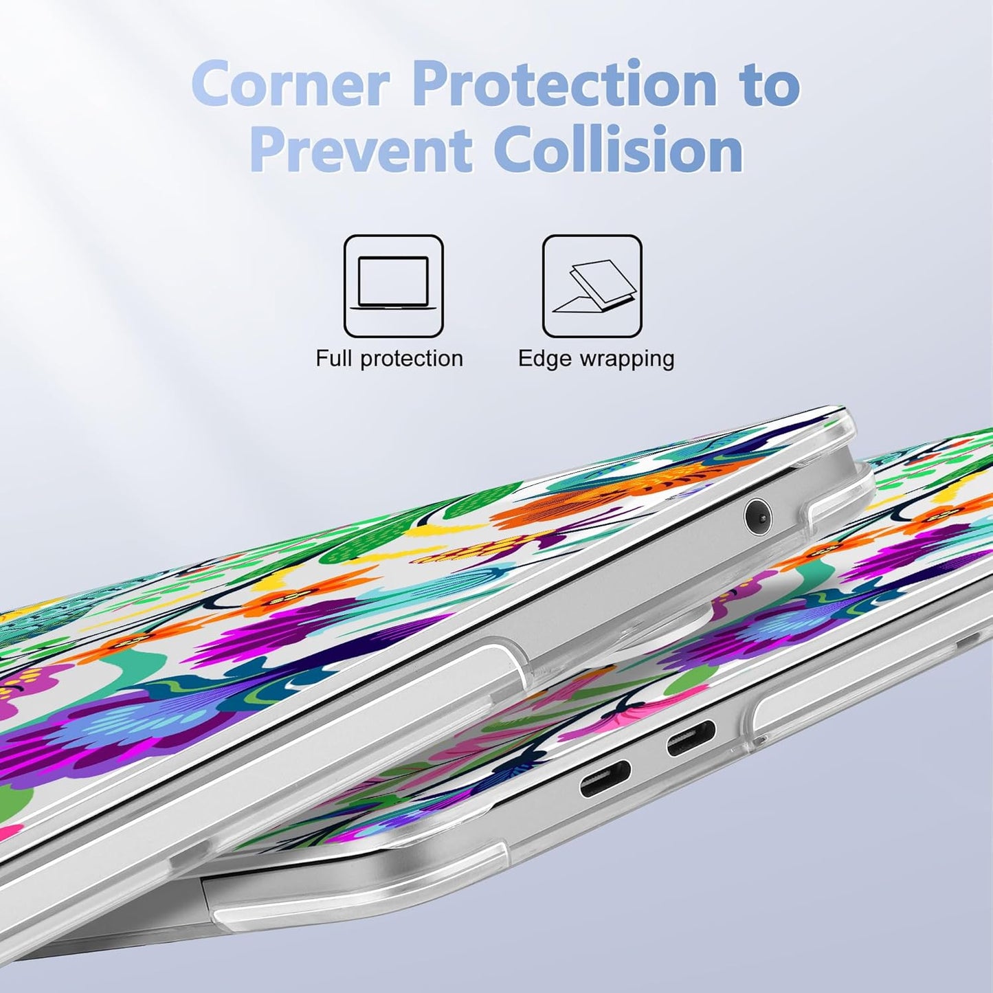 May Chen Compatible with MacBook Pro 13 inch Case 2022 2021 2020 Release Models A2338 M2 M1 A2251 A2289, Plastic Hard Shell Case Keyboard Cover for Mac Pro 13" with Touch Bar & Touch ID, Floral Leaves