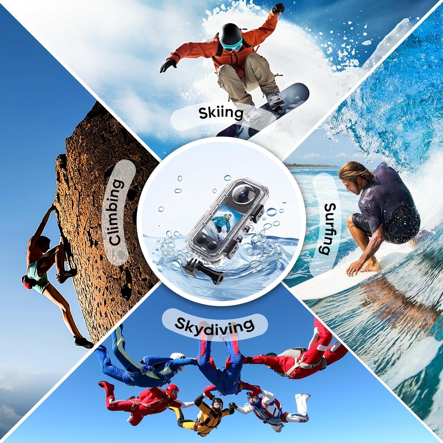 HONGDAK Invisible Dive Case for Insta360 X4, 45m/147ft Waterproof Case Protective Underwater Diving Housing Shell for Insta360 X4 with with Bracket Accessories & Anti- Fog Inserts