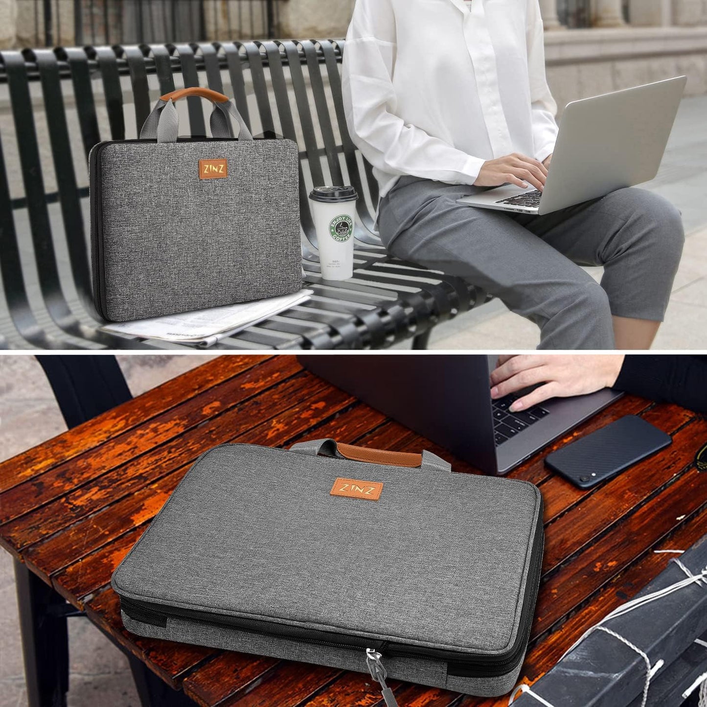 ZINZ Slim Expandable Laptop Case 15.6 Inch Sleeve Upgraded Protective Durable Recycled Carrying Case Compatible with MacBook 15" & 16" and Most 15" 15.6" 16" Notebook,D01G03