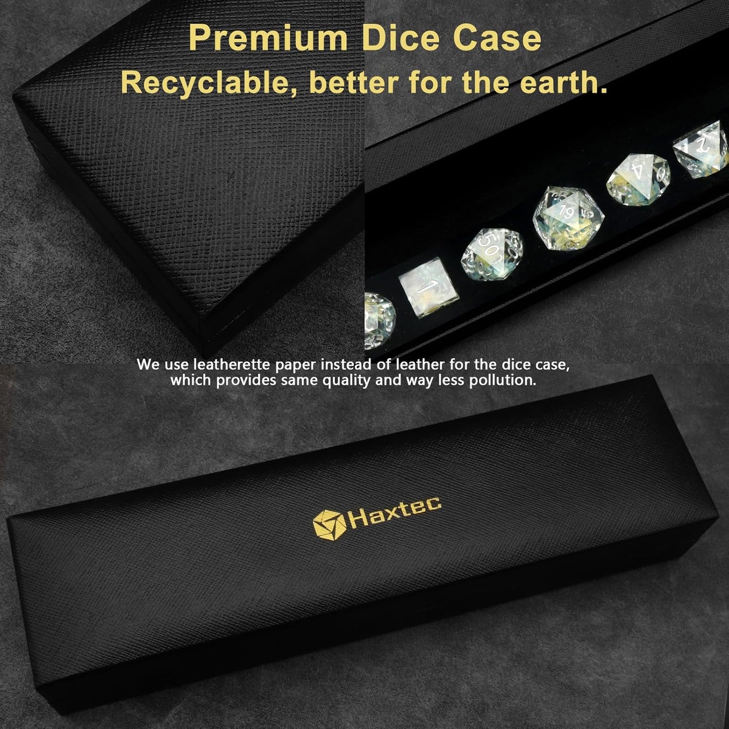 Haxtec Flower DND Dice Set Sharp Edge Dice with Dice Case Handmade Blue Yellow Resin D&D Dice Set for TTRPGs Compatible with Dungeons and Dragons Gifts