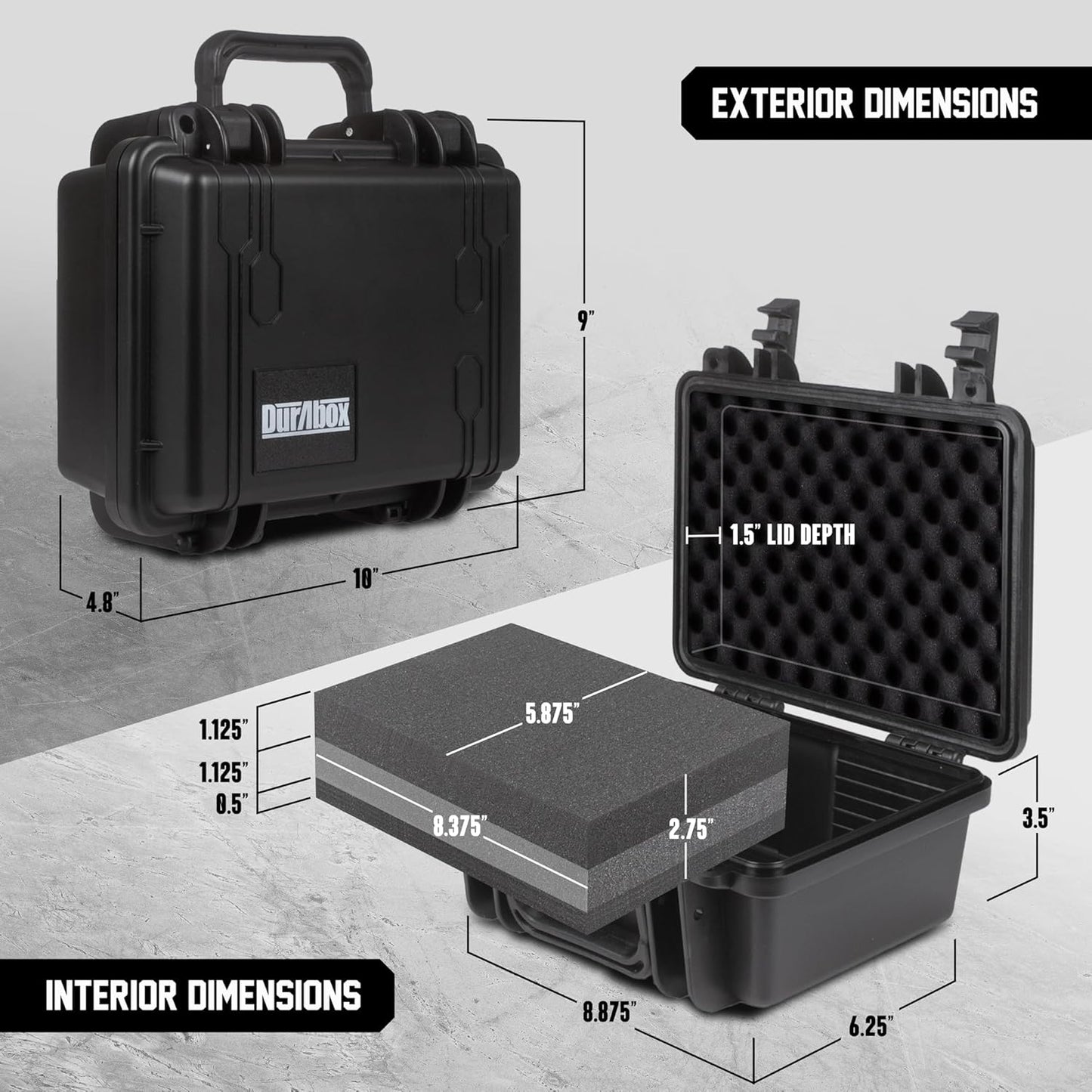 All Weather Hard Case 10 x 9 x 5” - TSA Approved Hard Shell Travel Case with Customizable Foam for Cameras, Lenses, Electronics and Other Gear