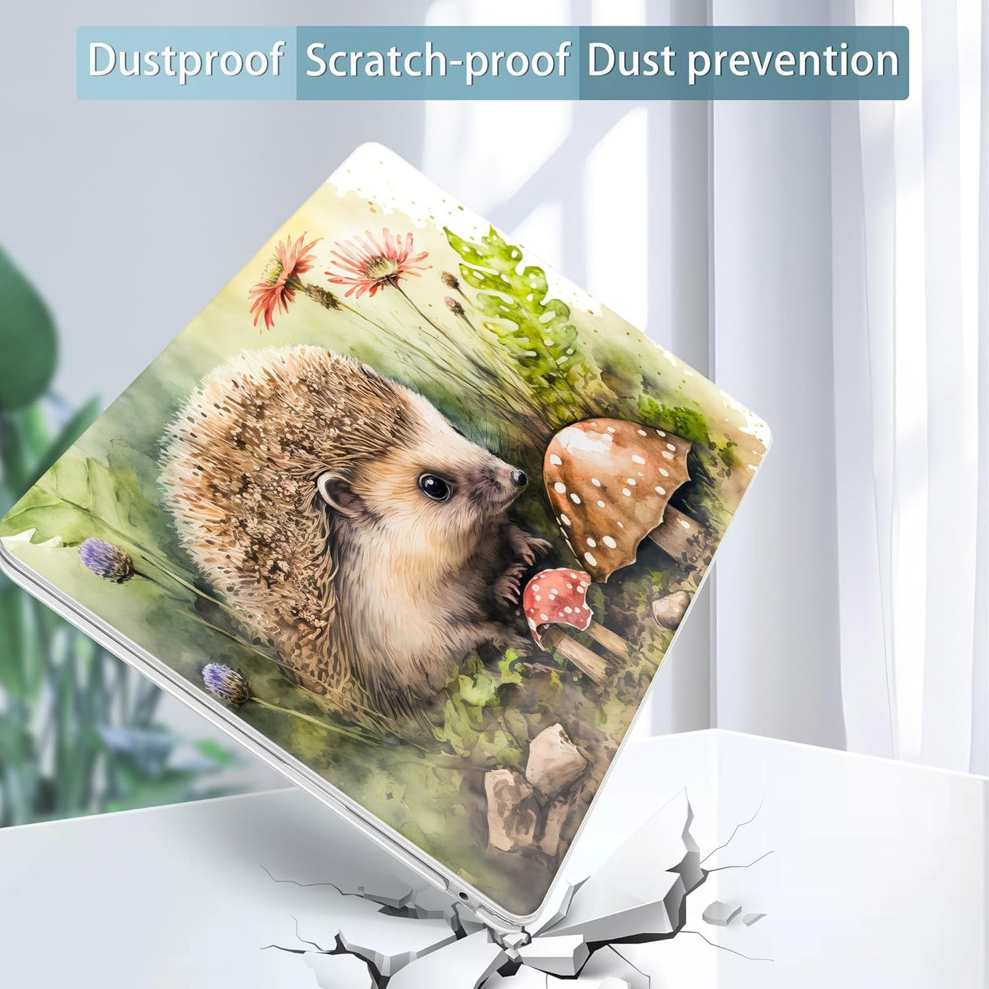 May Chen for MacBook Air 13.6 inch Case A3240 M4 A3113 M3 A2681 M2 with Retina Dispaly, 2025 2024 2023 2022 Release, Plastic Hard Shell Case with Screen Protector & Keyboard Cover, Hedgehog watercolor