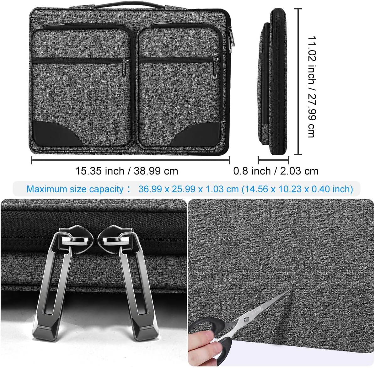 Hseok Laptop Sleeve 15 15.6 16 inches Case Protective PC Briefcase for Commuting and Business trip，BJP-Dark