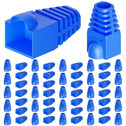 CableGeeker 100-Pack Cat6 / Cat5e RJ45 Strain Relief Boots, RJ45 Boot, Cat 6 Boot, Cat6 Ethernet Boots, Suitable for 6.5mm(0.26in) Ethernet Cables (Round-Press Blue)
