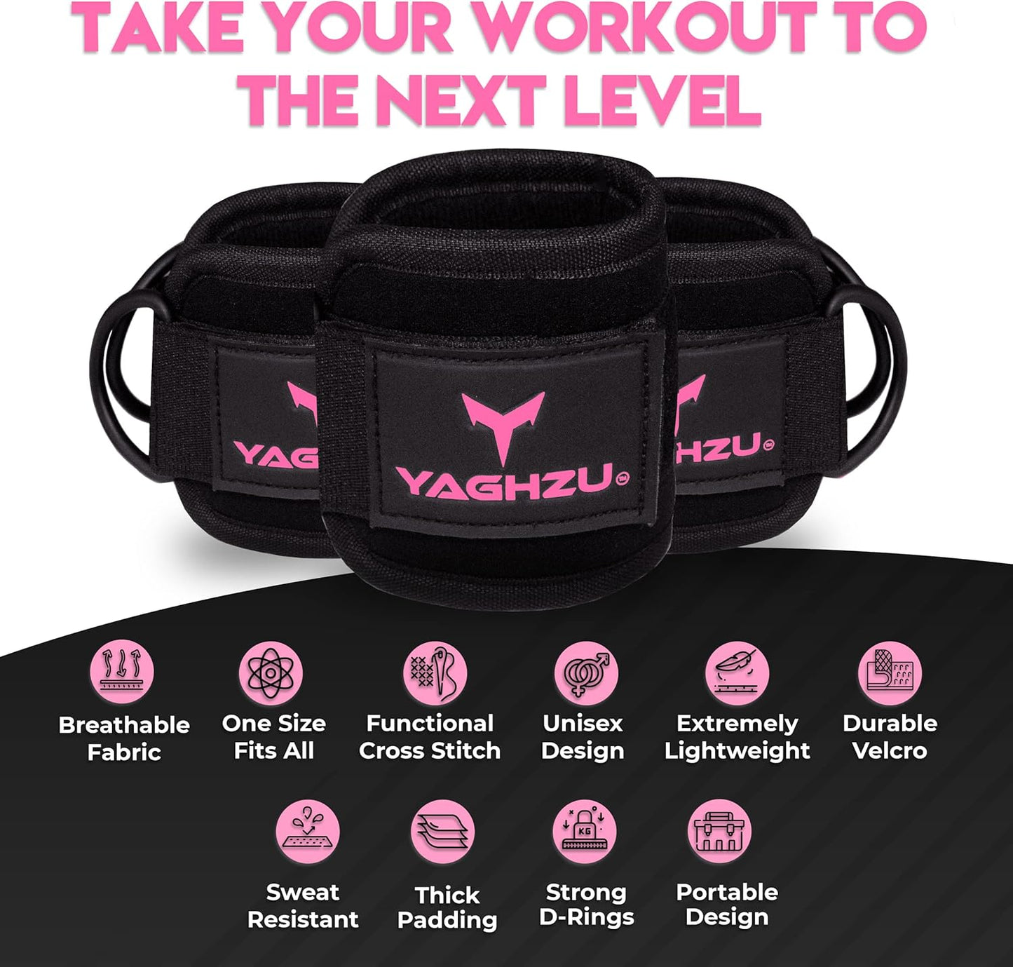 Ankle Straps for Cable Machines Women - Adjustable Gym Ankle Strap for Cable Machine, Neoprene Padded Cable Straps, Durable Leg Strap with Cable Cuff, Glute Kickback Ankle Strap with D Rings