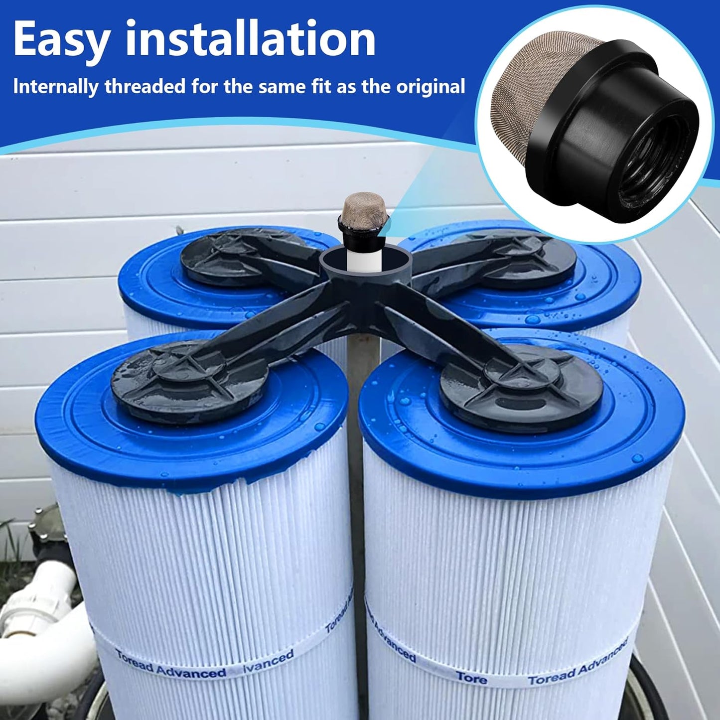 DECOHS 2 Pcs 190106Z Air Bleeder Screen Cap- Stainless Steel Screen Filter Cap Replacement Parts- Air Valve Strainer Cap for Most Pools Filters