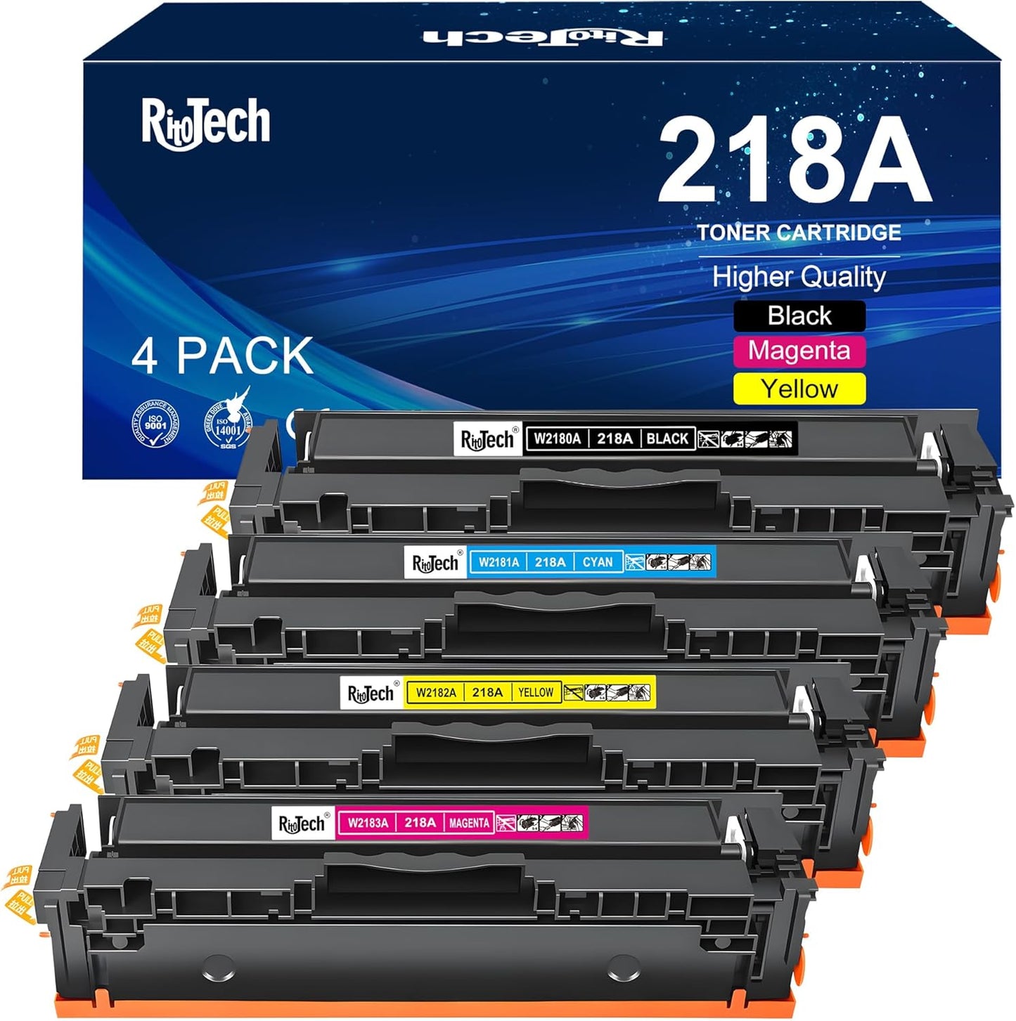 218A Toner Cartridges 4 Pack - NO Chip Compatible for HP 218A 218X W2180A for HP Color Laserjet Pro MFP 3301fdw 3201dw 3301sdw 3301cdw 3201 3301 Series Printer, Black Cyan Magenta Yellow