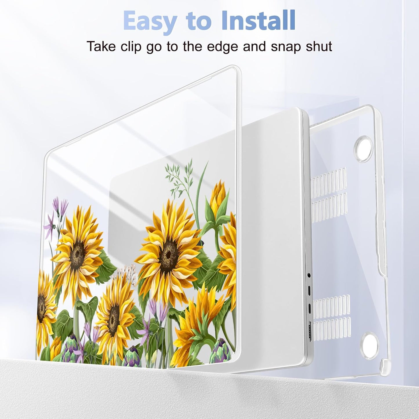 for MacBook Pro 16 inch Case 2021 2022 2023 2024 Release A3186 A3403 M4 A2991 M3 A2780 M2 A2485 M1 Pro/Max, Hard Shell Case with Screen Protector & Keyboard Cover, Sunflowers