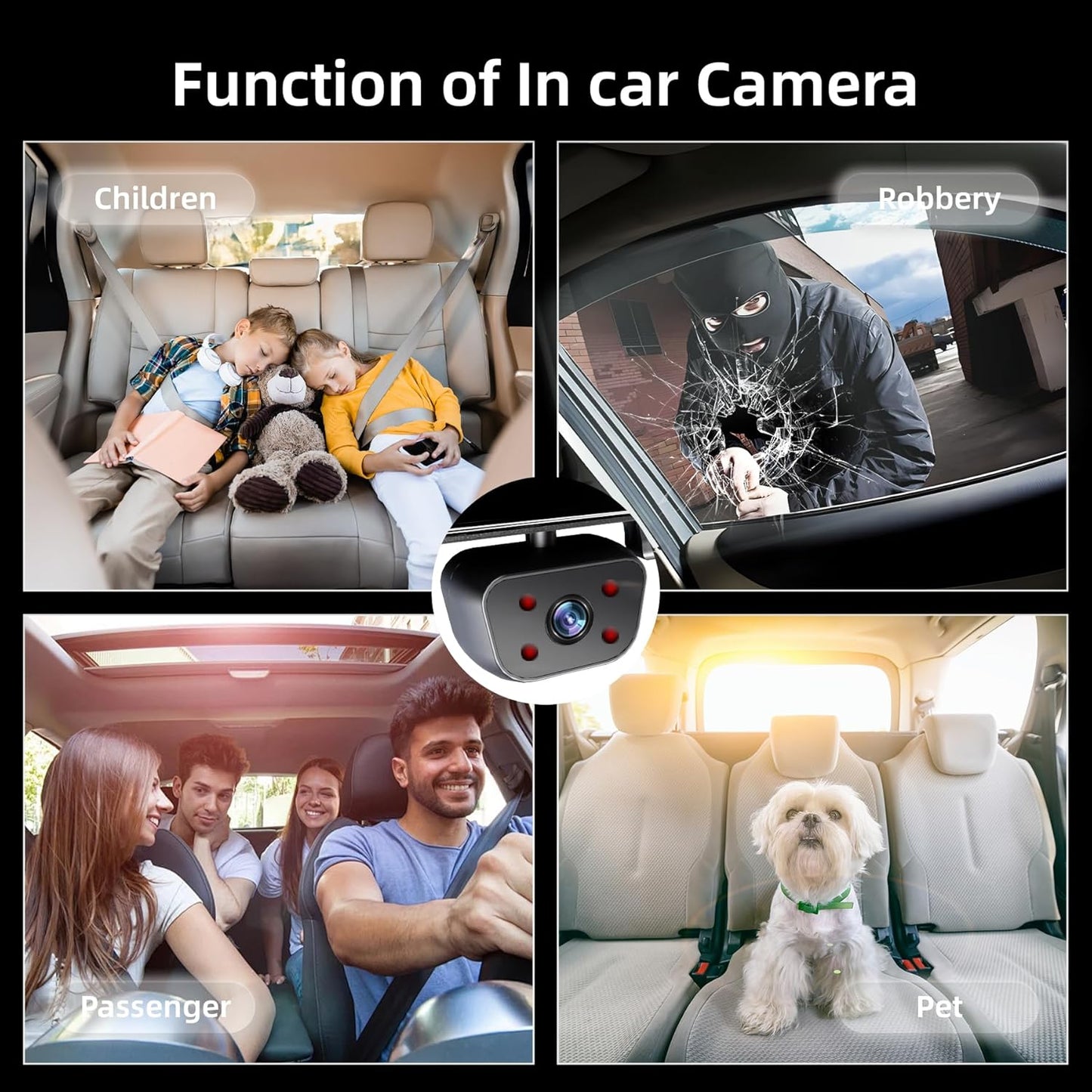 2025 Rear View Mirror Camera, 4 Channel Mirror Dash Cam Front and Rear Inside, 12" Touch Screen 360° Dash Camera for Cars, Wi-Fi, APP, GPS, IR Night Vision Backup Camera, Free 128GB SD Card
